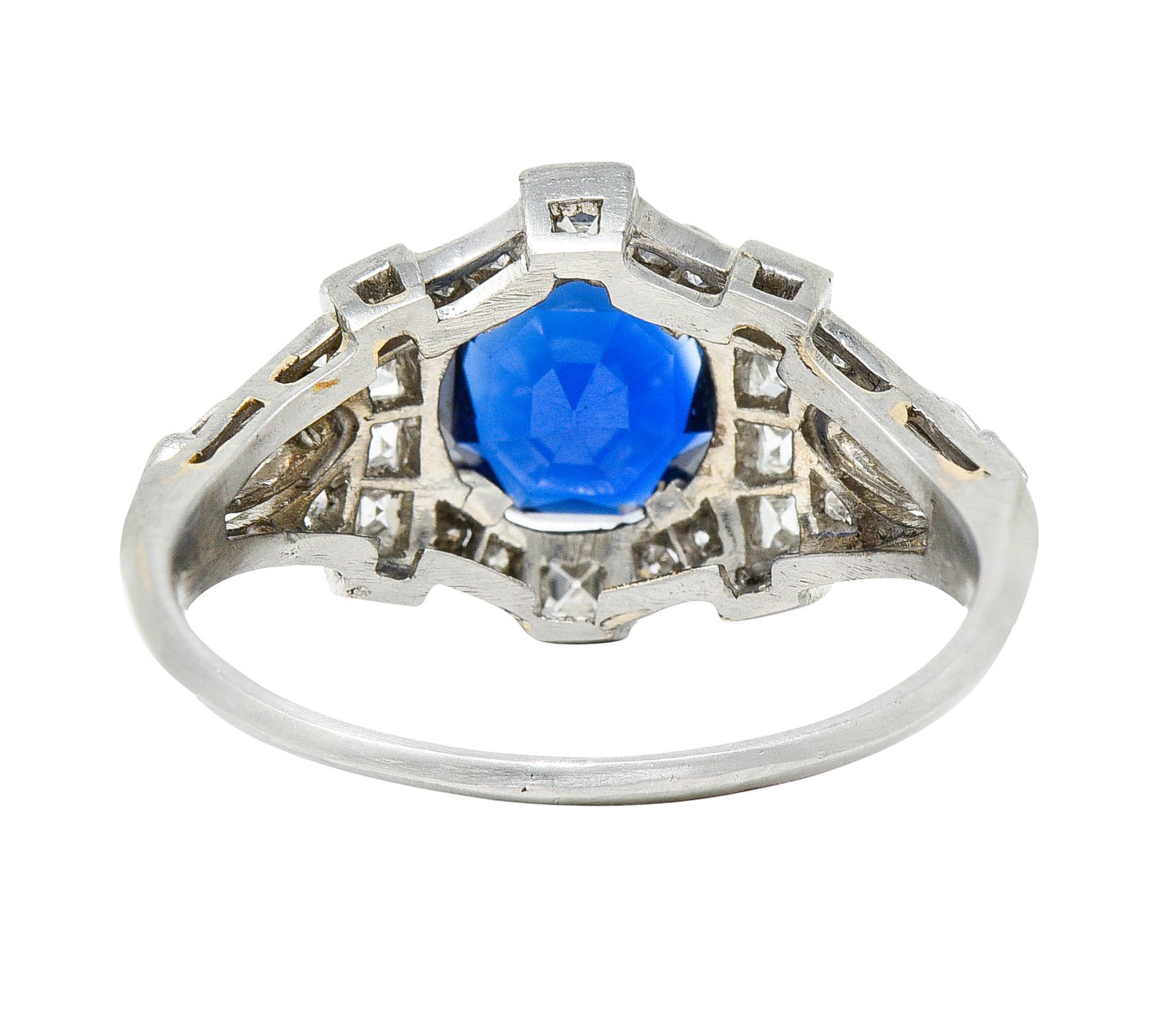 1930's Art Deco 2.95 CTW Sapphire Diamond Platinum Dinner RingRing - Wilson's Estate Jewelry
