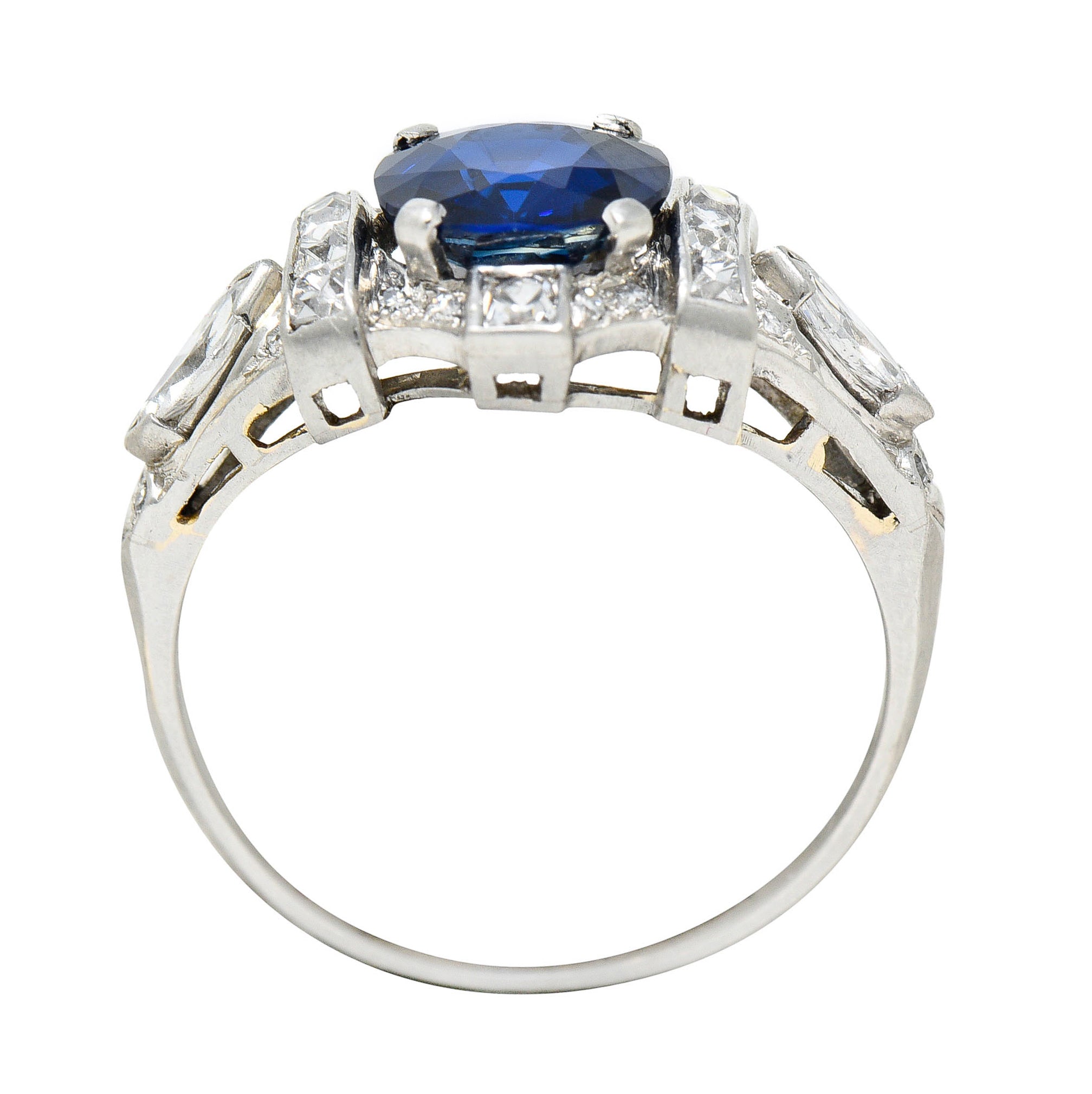1930's Art Deco 2.95 CTW Sapphire Diamond Platinum Dinner RingRing - Wilson's Estate Jewelry
