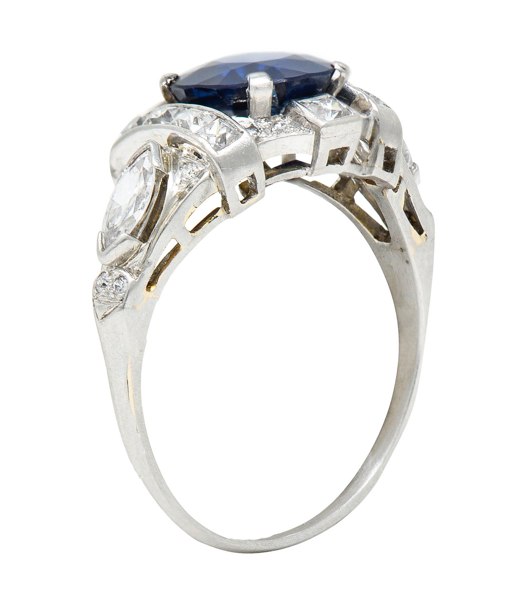 1930's Art Deco 2.95 CTW Sapphire Diamond Platinum Dinner RingRing - Wilson's Estate Jewelry