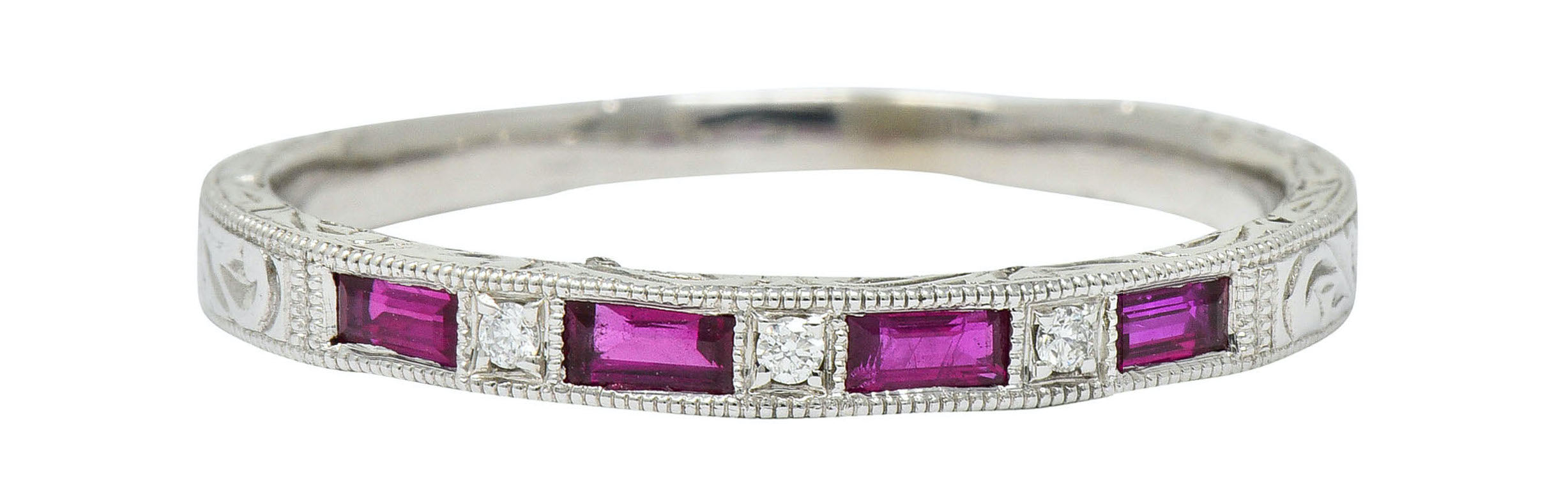Contemporary Ruby Diamond 14 Karat Gold Stacking BandRing - Wilson's Estate Jewelry