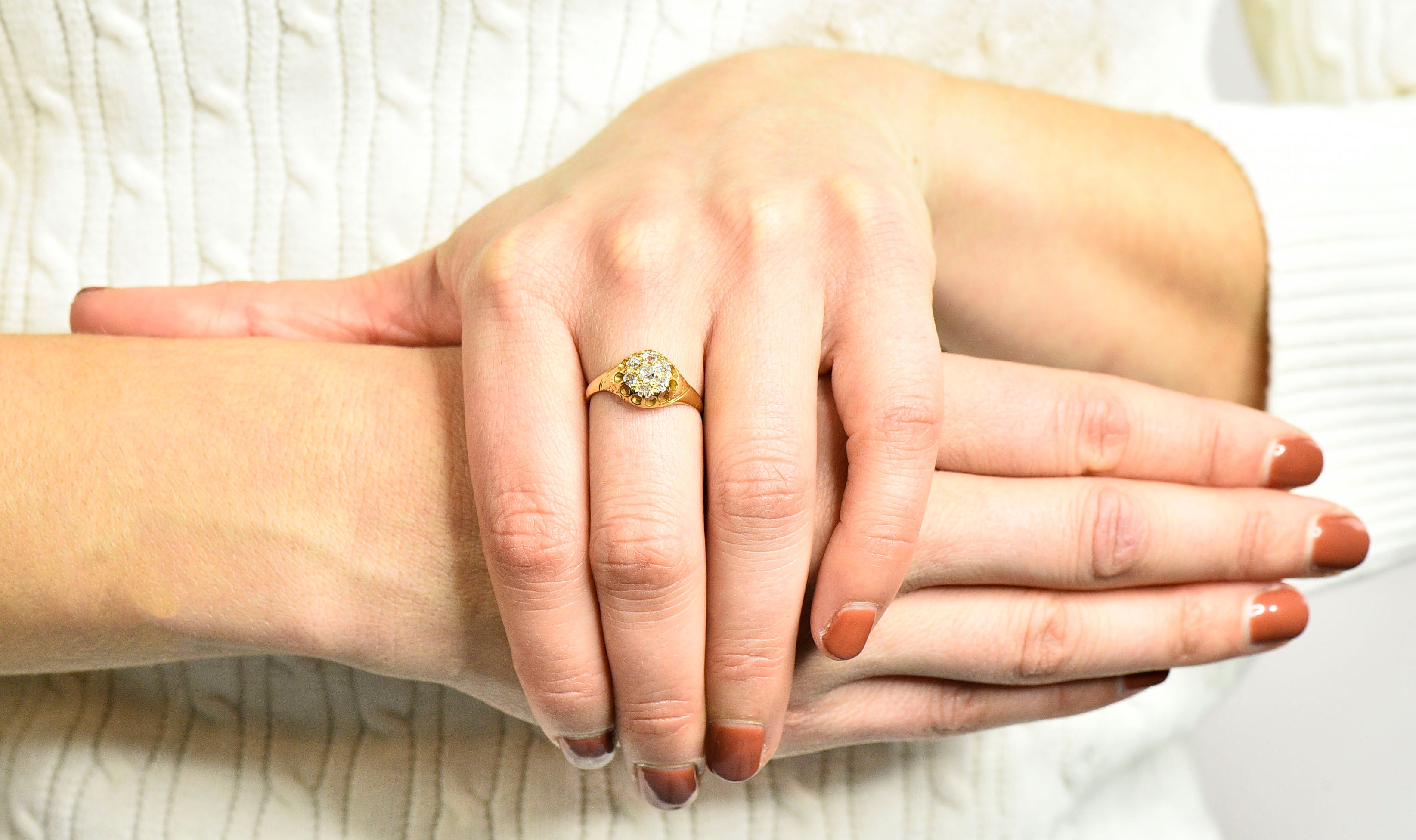 Victorian Old Mine Diamond 18 Karat Gold Cluster RingRing - Wilson's Estate Jewelry