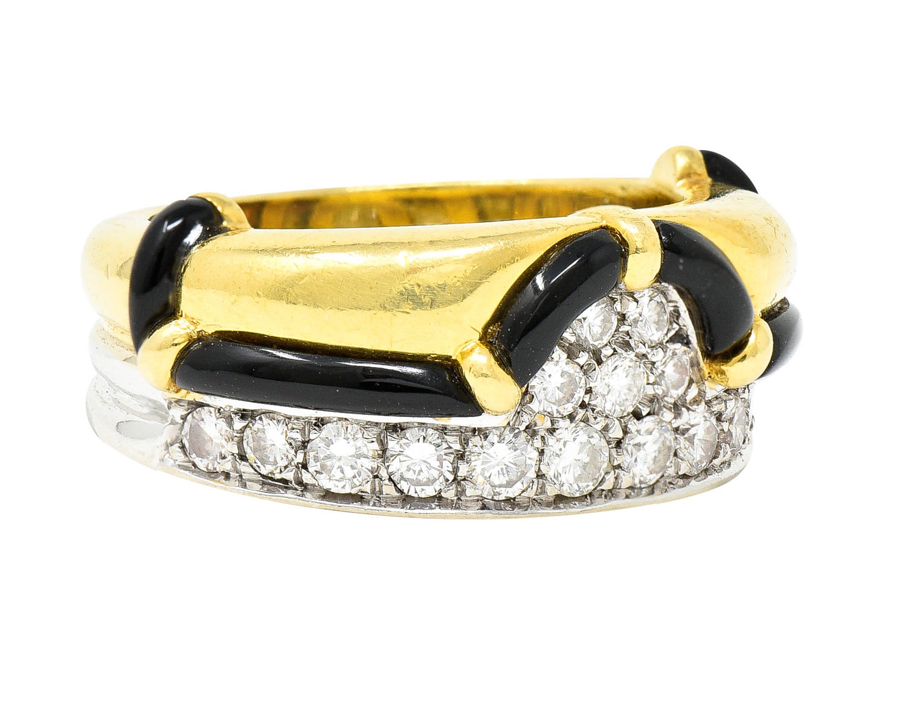 H. Stern Onyx 0.75 CTW Diamond 18 Karat Two-Tone Band RingRing - Wilson's Estate Jewelry