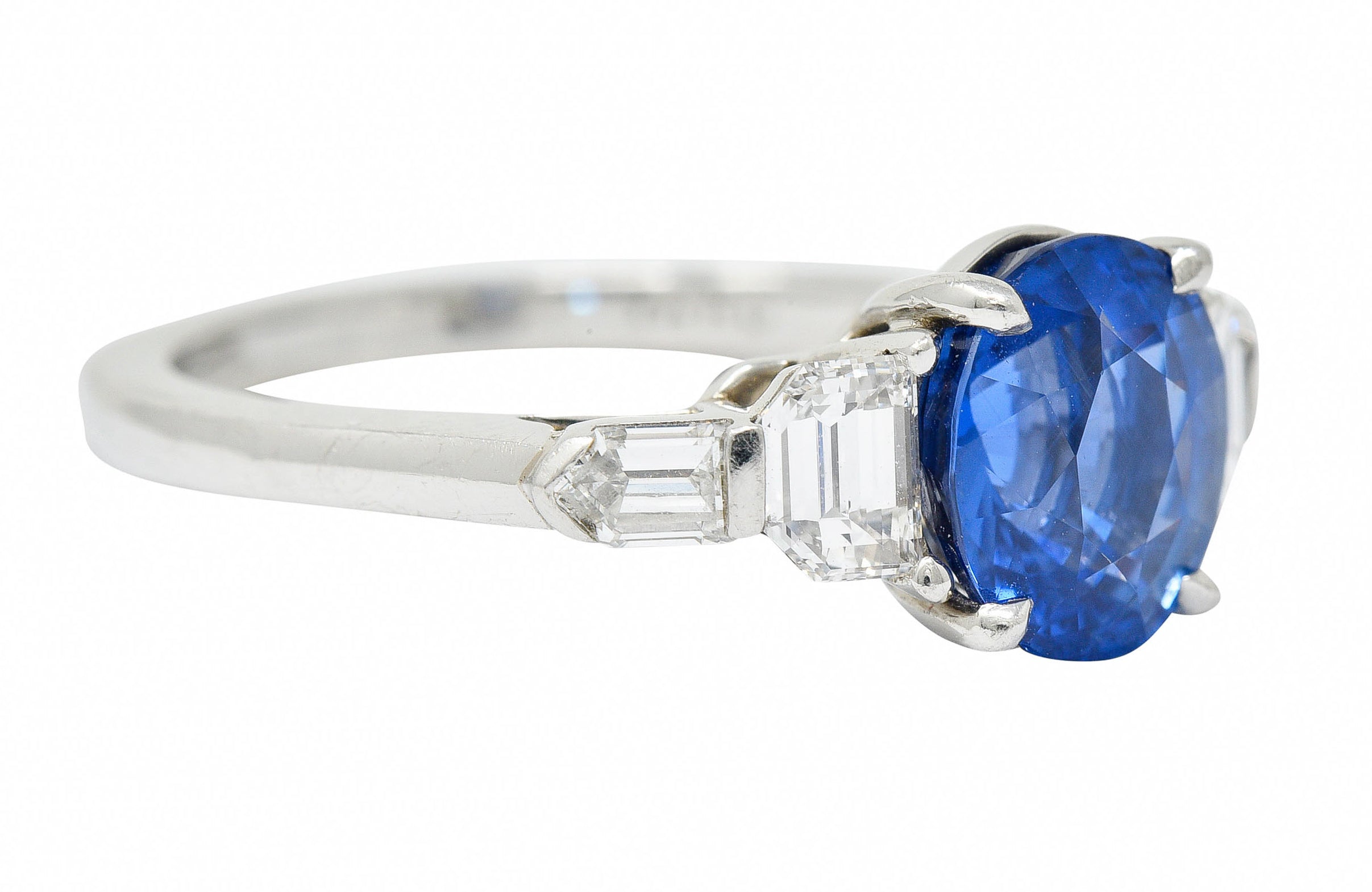 Raymond Yard 3.20 CTW No Heat Sapphire Diamond Platinum Ring GIARing - Wilson's Estate Jewelry