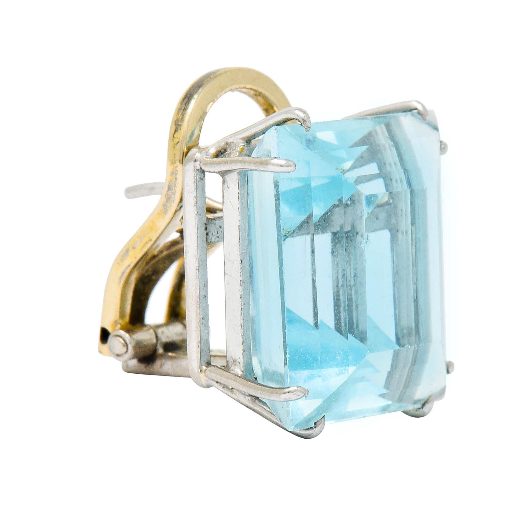 1960's Vintage 30.10 CTW Aquamarine Platinum Bold Gemstone Earrings - Wilson's Estate Jewelry