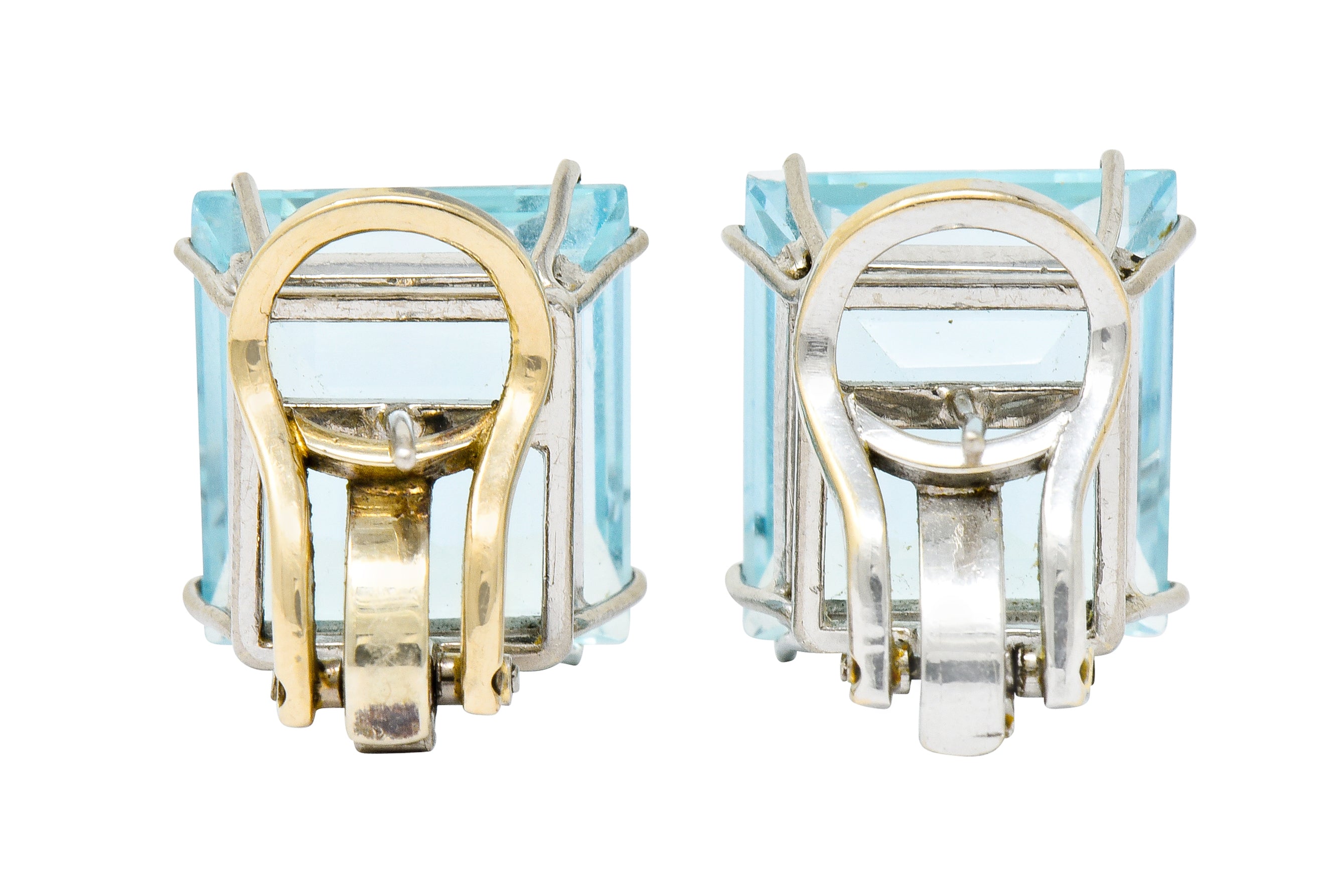 1960's Vintage 30.10 CTW Aquamarine Platinum Bold Gemstone Earrings - Wilson's Estate Jewelry