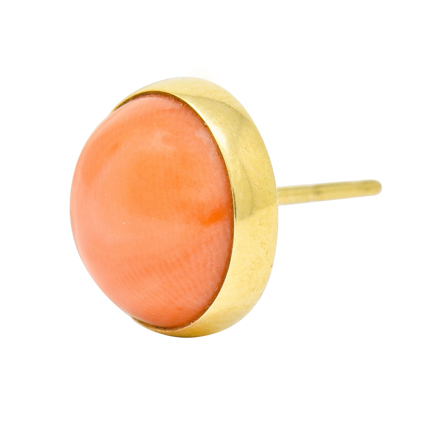 Tiffany & Co. Vintage Coral Cabochon 14 Karat Gold Stud Earrings - Wilson's Estate Jewelry