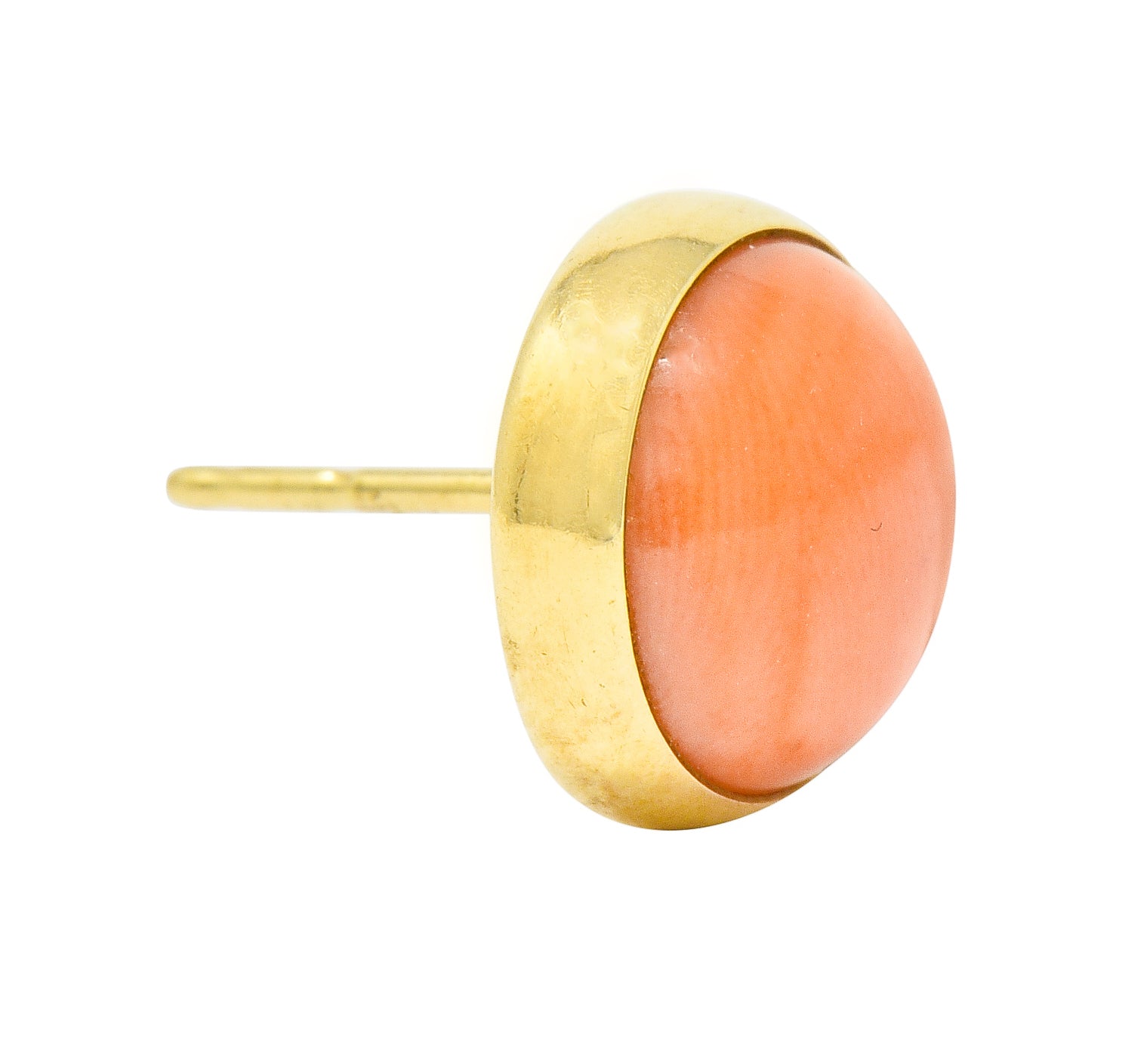 Tiffany & Co. Vintage Coral Cabochon 14 Karat Gold Stud Earrings - Wilson's Estate Jewelry