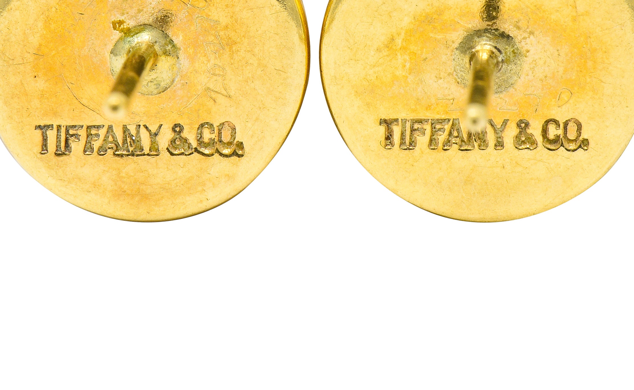 Tiffany & Co. Vintage Coral Cabochon 14 Karat Gold Stud Earrings - Wilson's Estate Jewelry