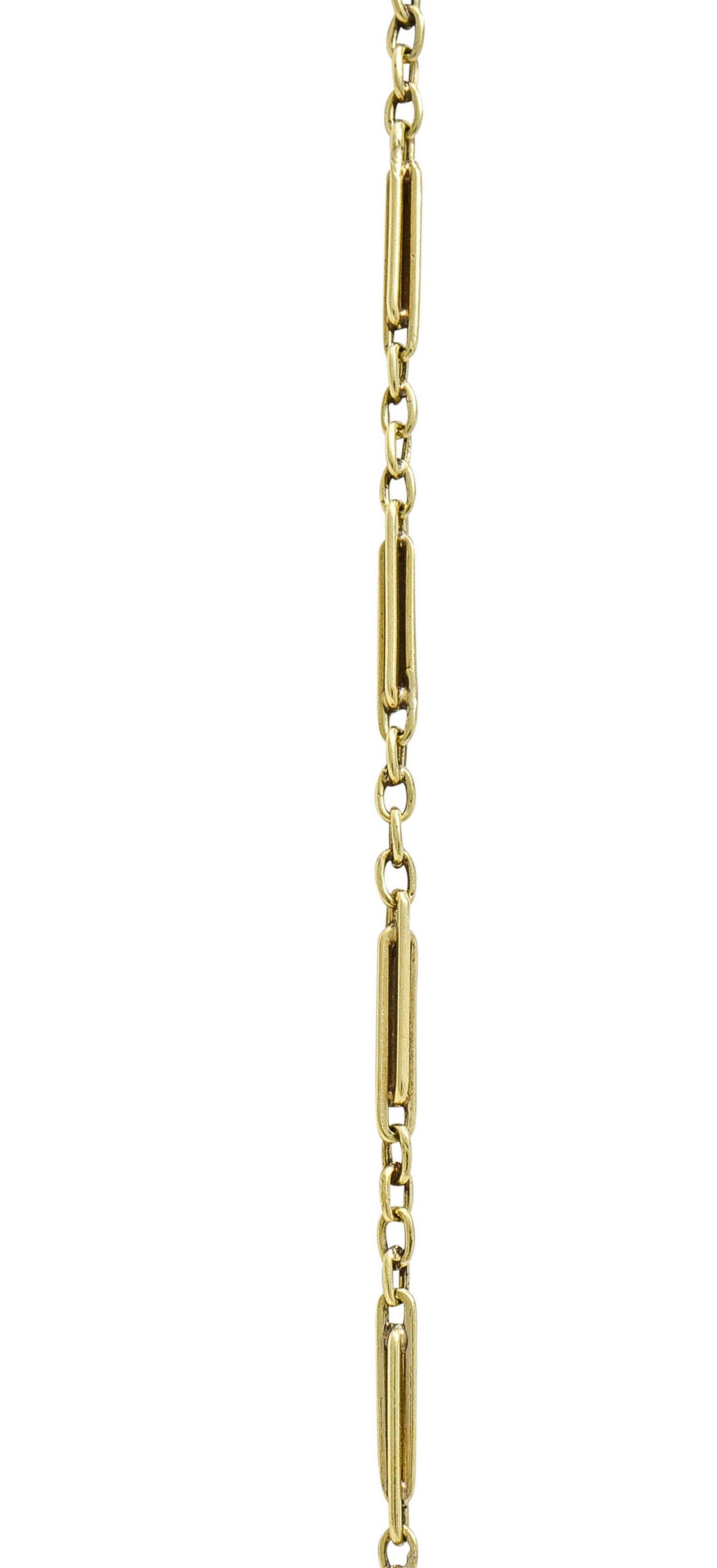 Substantial Art Deco Citrine Pearl Enamel 14 Karat Gold Statement Sautoir NecklaceNecklace - Wilson's Estate Jewelry