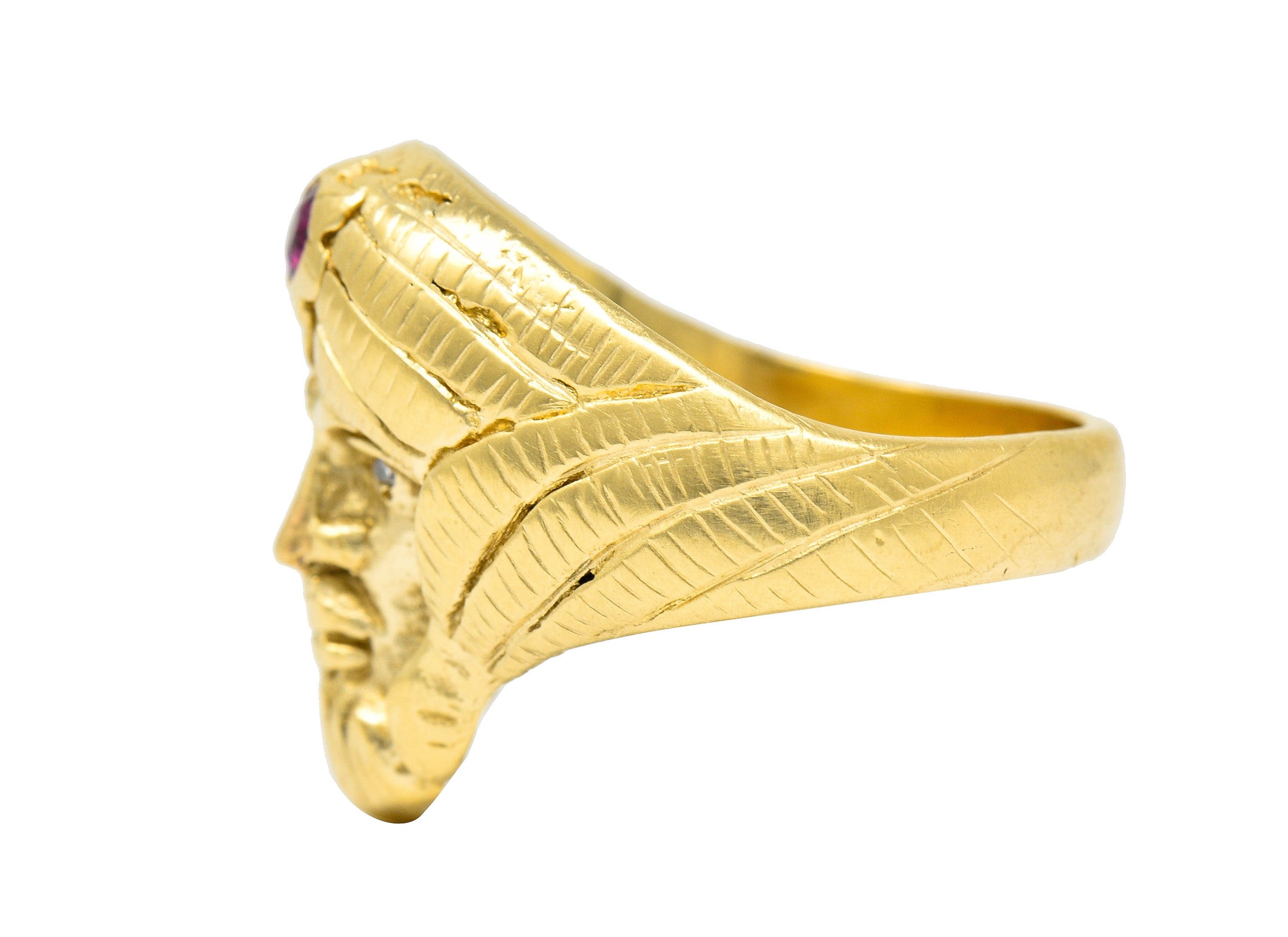 Art Nouveau Ruby Diamond 14 Karat Gold Wise Man RingRing - Wilson's Estate Jewelry