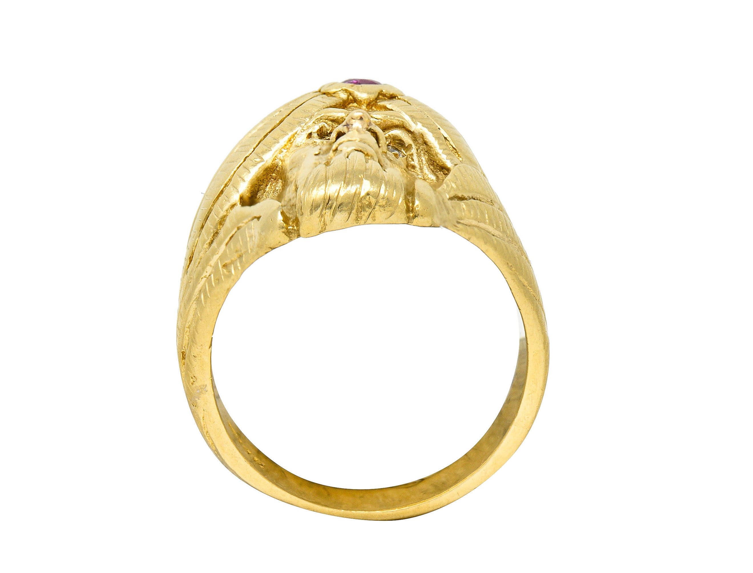 Art Nouveau Ruby Diamond 14 Karat Gold Wise Man RingRing - Wilson's Estate Jewelry