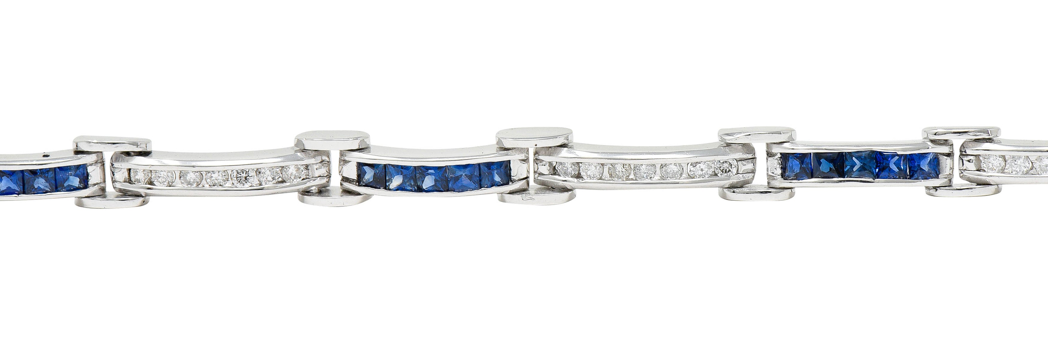 Vintage Sapphire Diamond Platinum Link Braceletbracelet - Wilson's Estate Jewelry