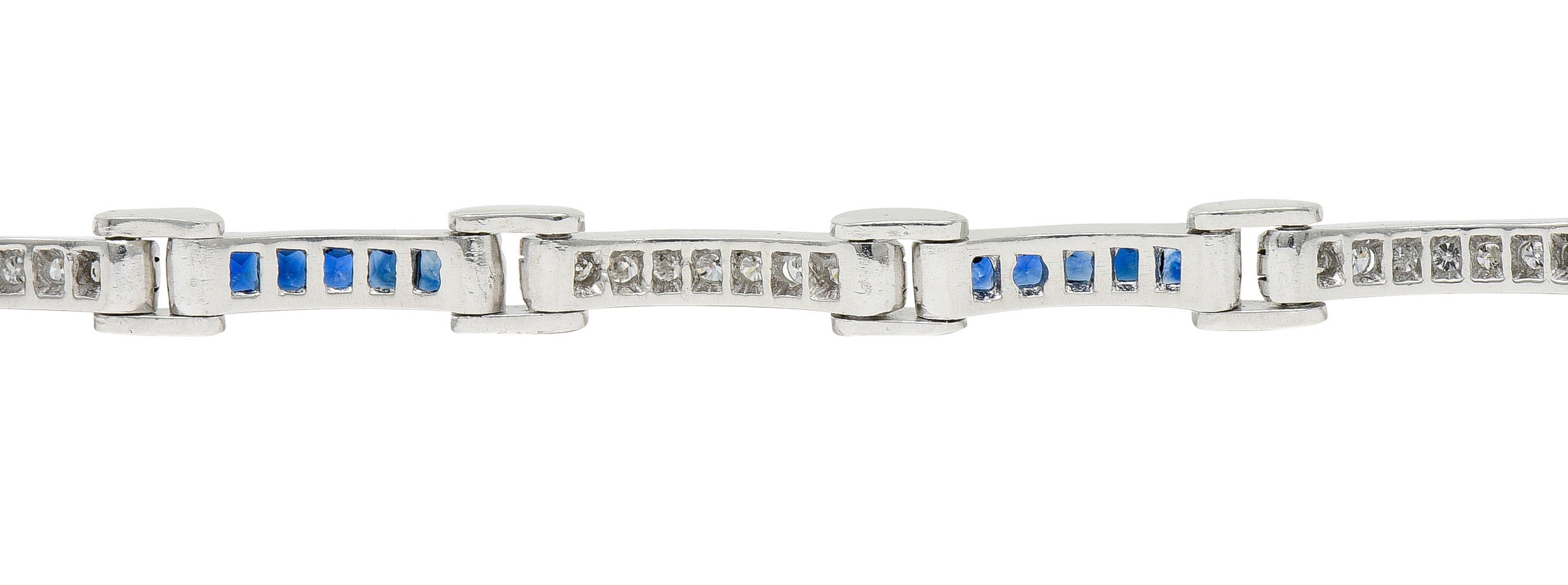 Vintage Sapphire Diamond Platinum Link Braceletbracelet - Wilson's Estate Jewelry