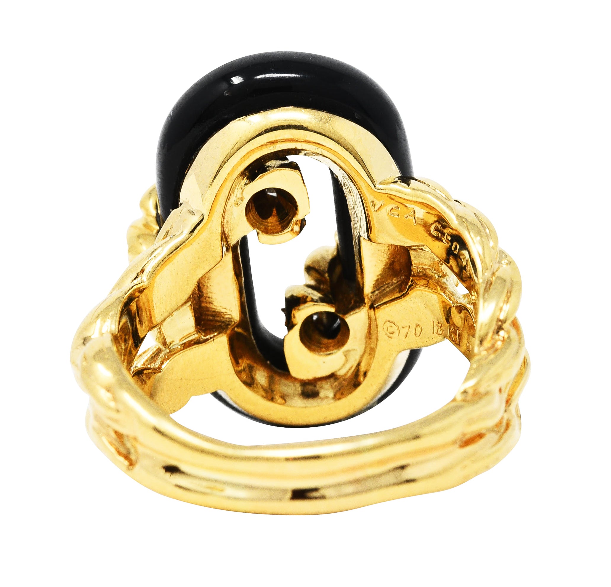 Van Cleef & Arpels Onyx Diamond 18 Karat Gold Linkage RingRing - Wilson's Estate Jewelry