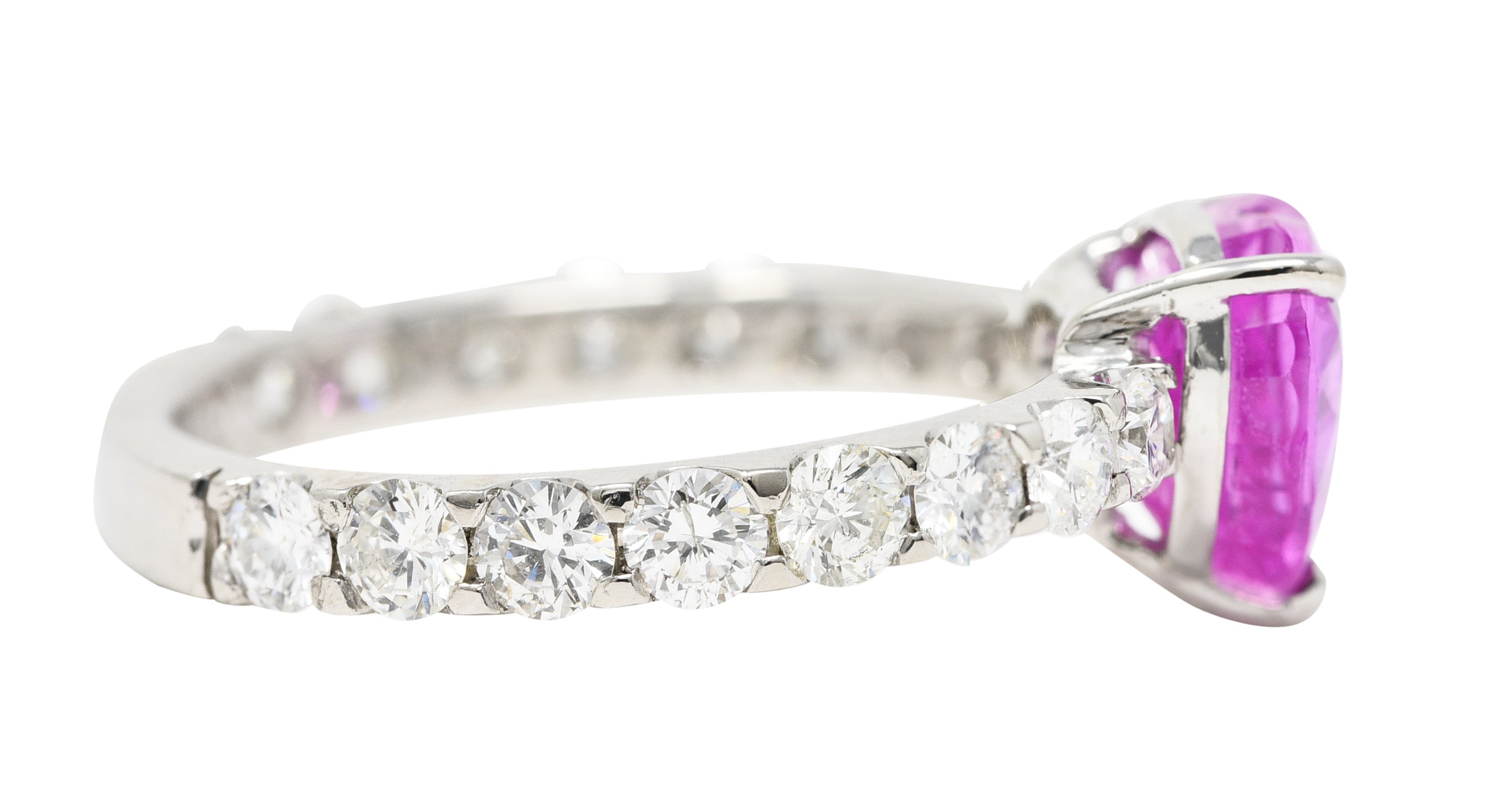 Contemporary 3.88 CTW Pink Sapphire Diamond Platinum Heart Ring Wilson's Estate Jewelry