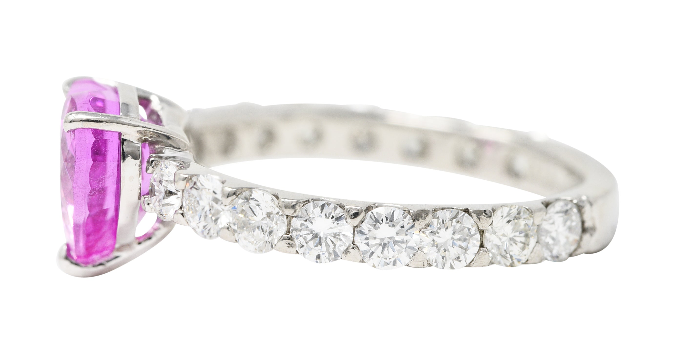 Contemporary 3.88 CTW Pink Sapphire Diamond Platinum Heart Ring Wilson's Estate Jewelry