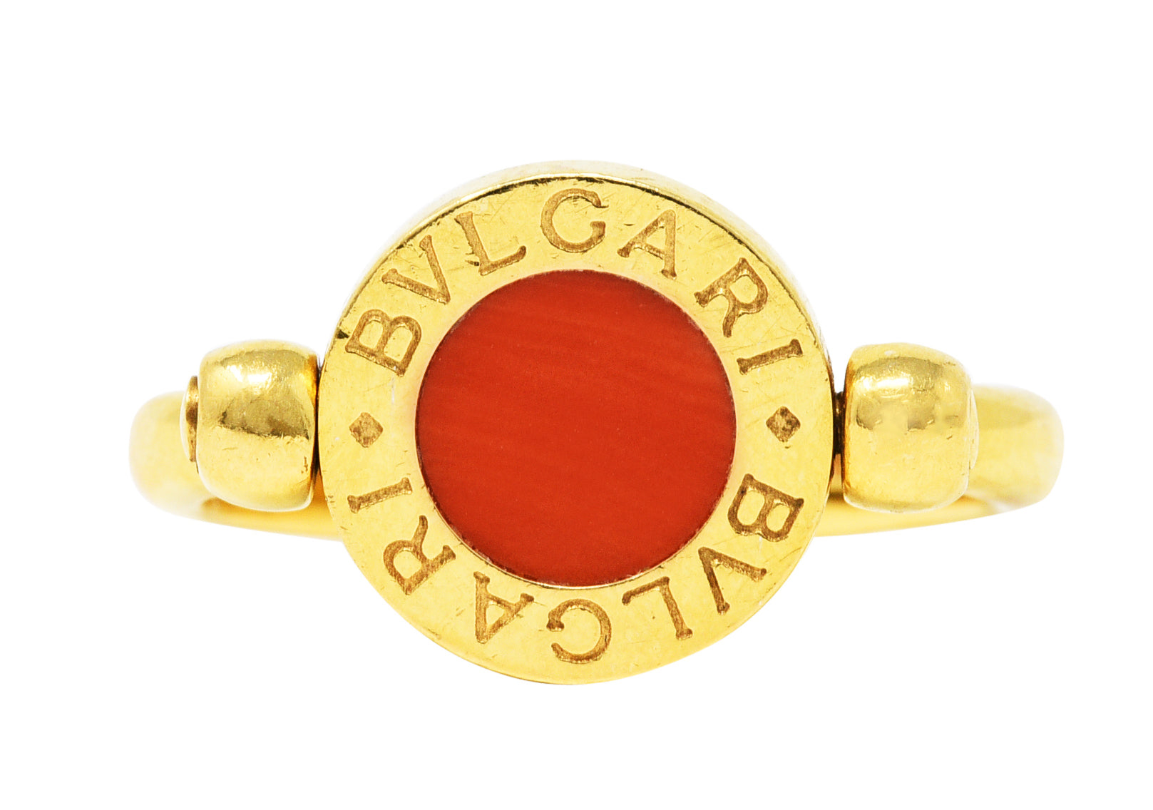 Bulgari Coral Onyx 18 Karat Yellow Gold Flip Band RingRing - Wilson's Estate Jewelry