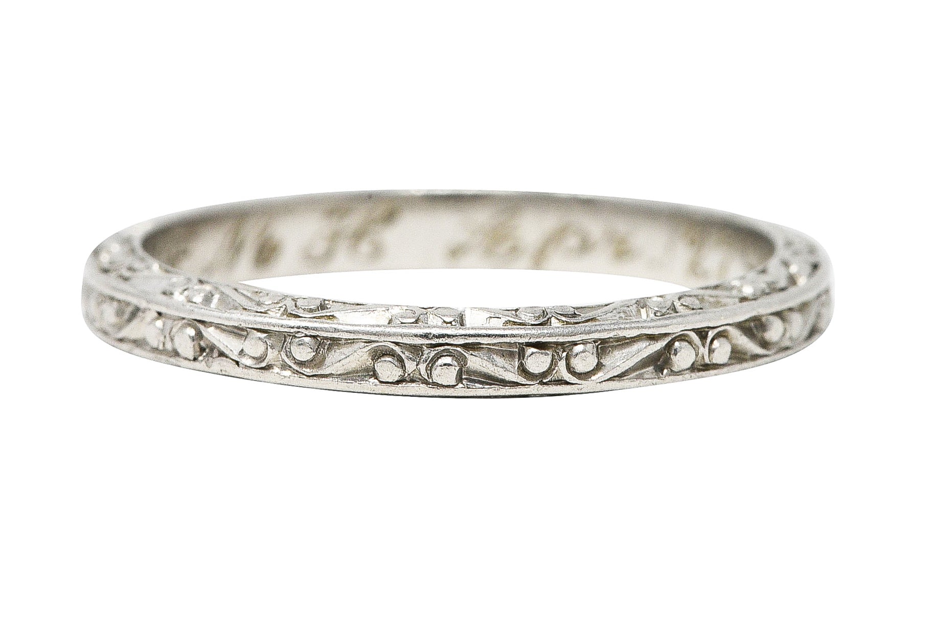 Abel Bros. 1919 Art Deco Scrolling Garland Wedding Antique Band Ring Wilson's Estate Jewelry