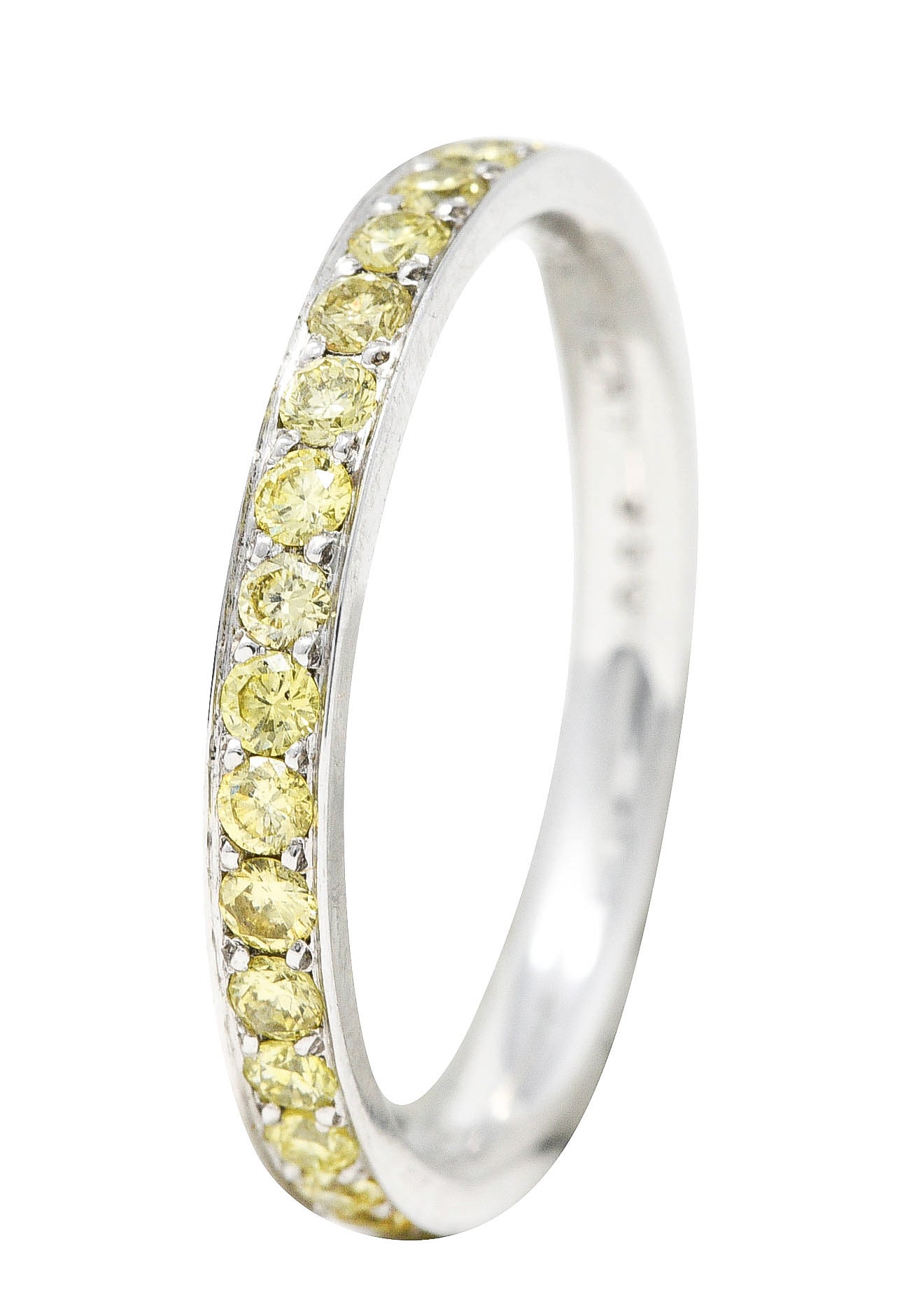 Contemporary 0.85 CTW Yellow Diamond Platinum Band Ring Wilson's Antique & Estate Jewelry