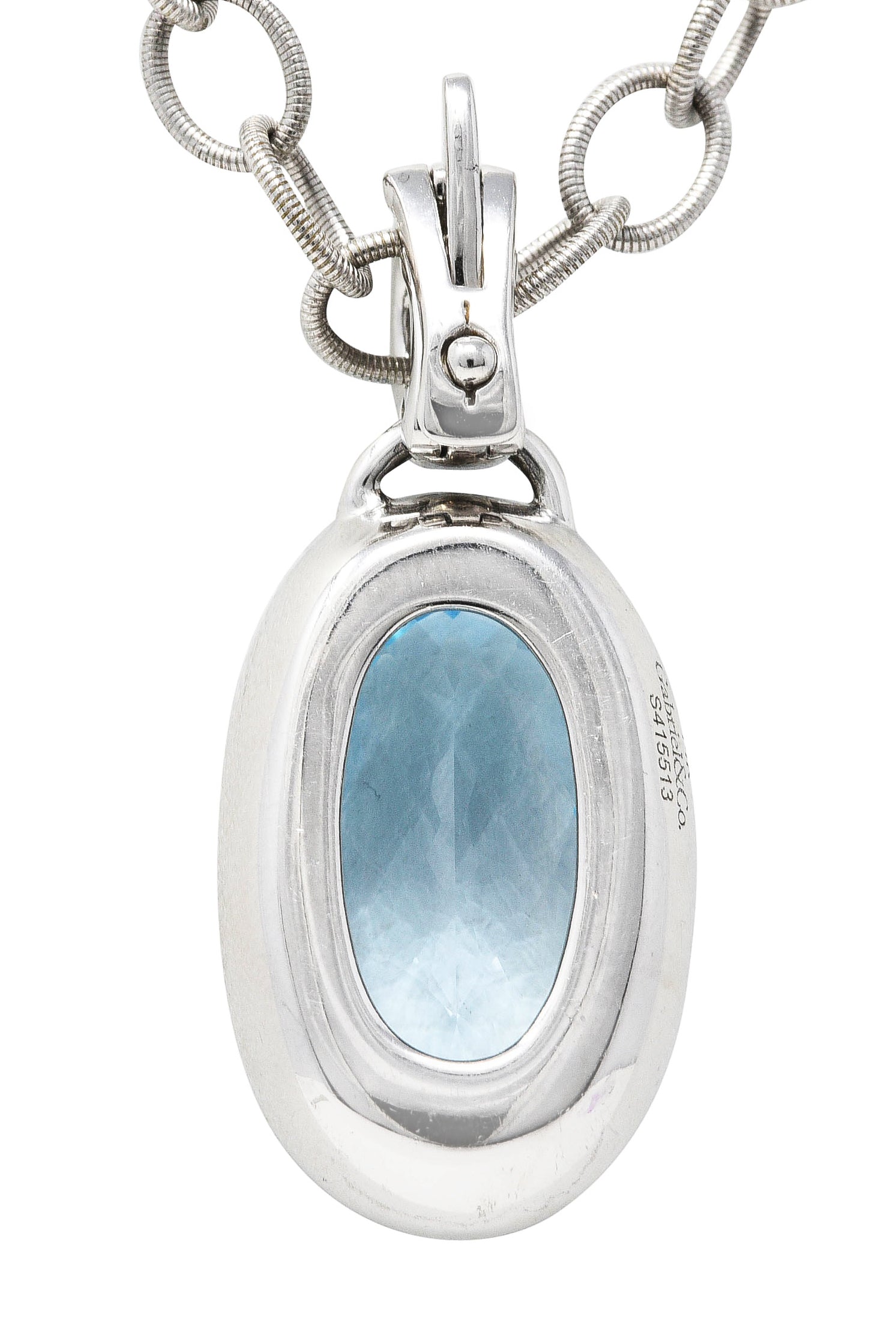 Gabriel & Co. Blue Topaz Diamond 14 Karat White Gold Enhancer Necklace Wilson's Antique & Estate Jewelry