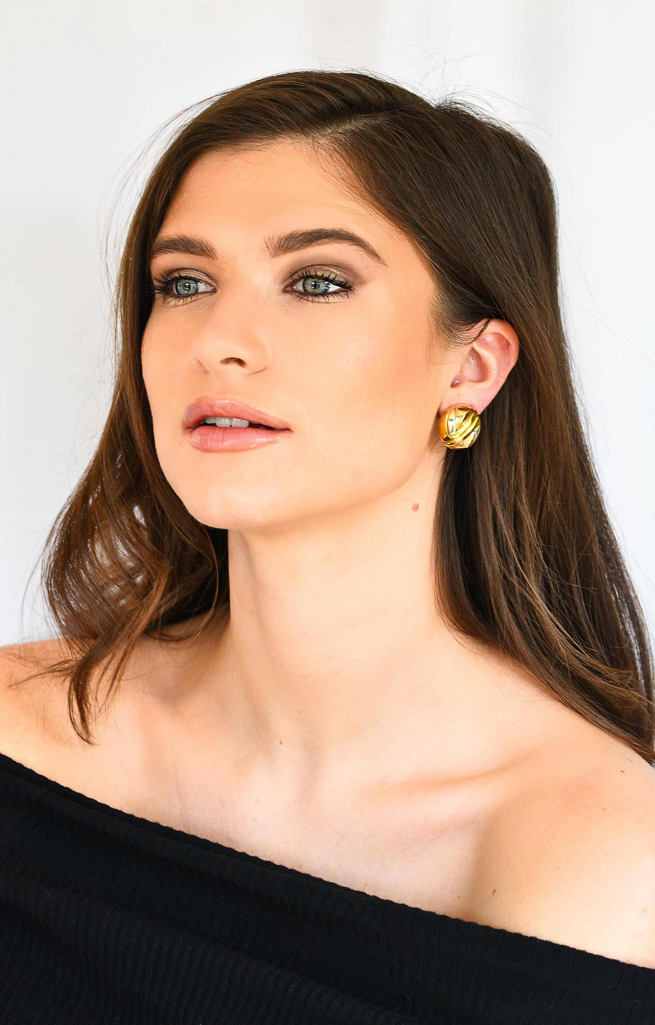 Bulgari Italian 18 Karat Tri-Colored Gold Vintage Ear-Clip Earrings Wilson's Estate Jewelry