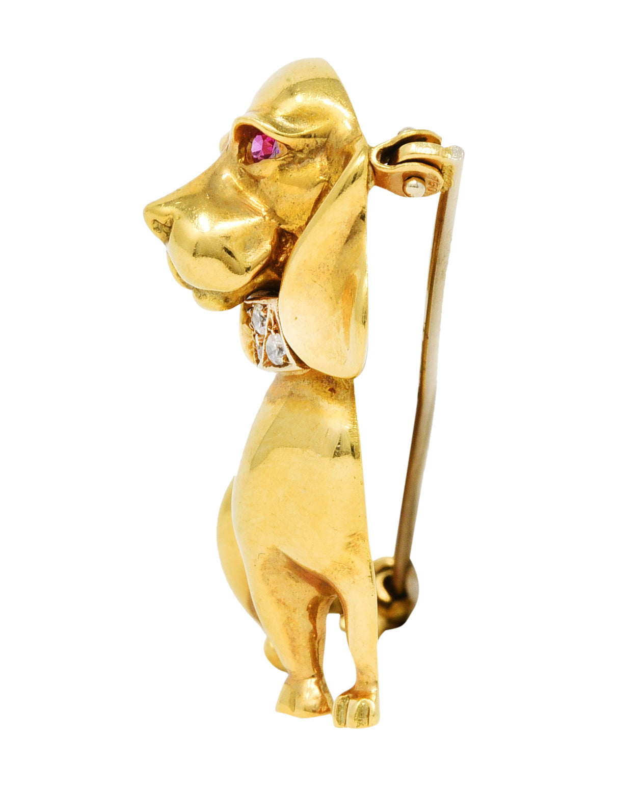 1970's Italian Vintage Ruby Diamond Dachshund Dog BroochBrooch - Wilson's Estate Jewelry