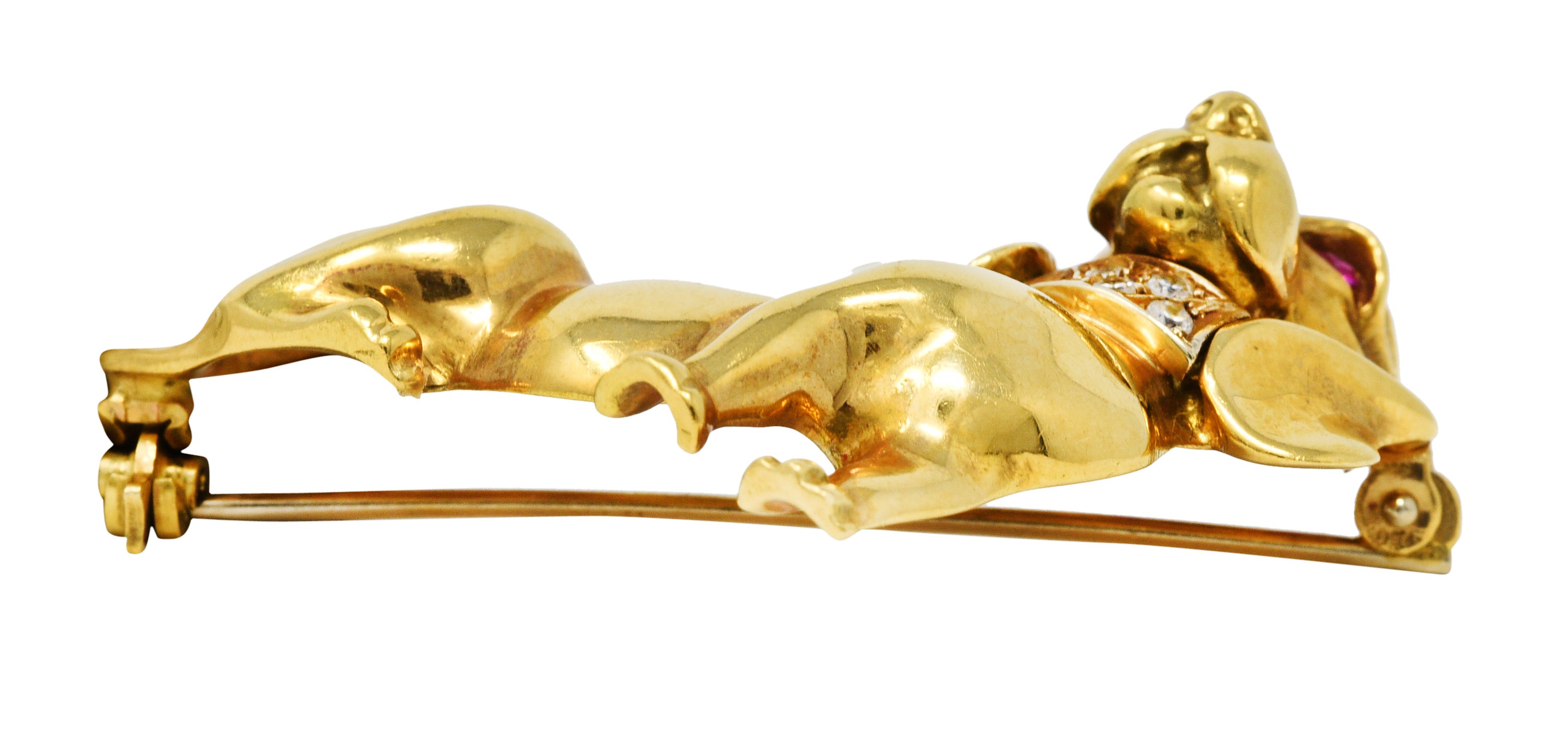1970's Italian Vintage Ruby Diamond Dachshund Dog BroochBrooch - Wilson's Estate Jewelry