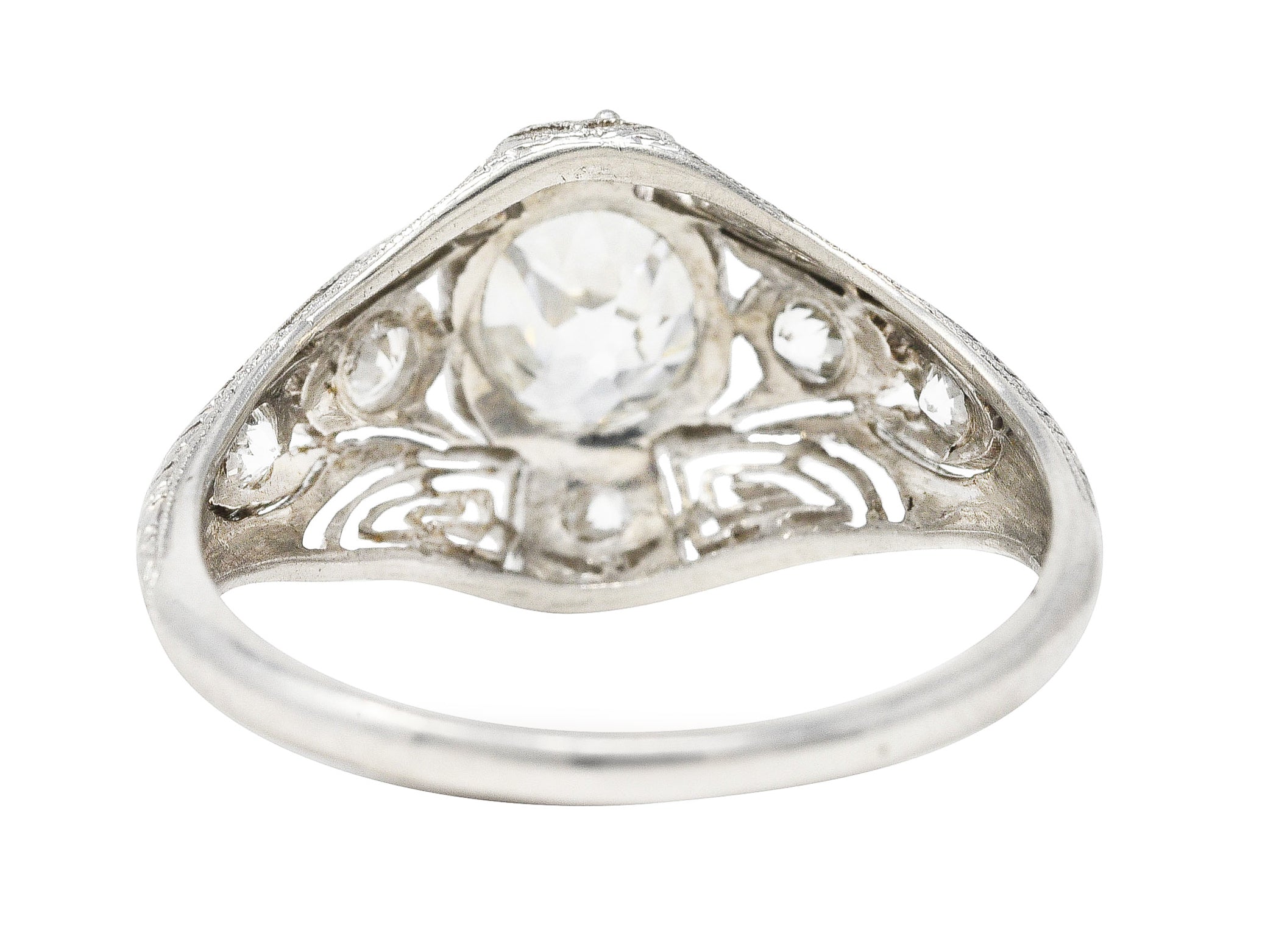 Art Deco 1.11 CTW Old Mine Diamond Platinum Engagement Ring GIA Wilson's Estate Jewelry