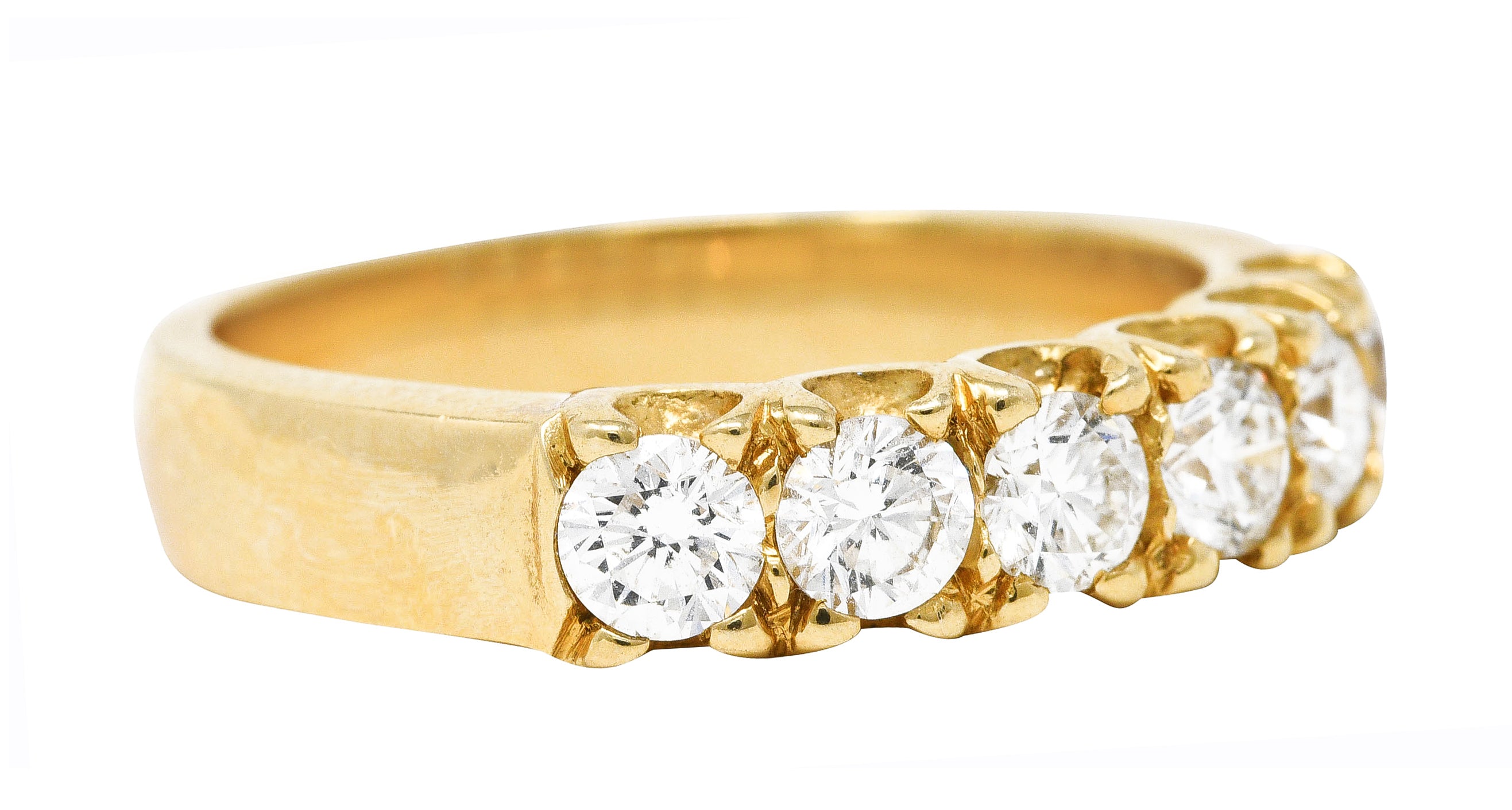 Vintage 0.90 CTW Diamond 14 Karat Yellow Gold Fishtail Wedding Band Ring Wilson's Estate Jewelry