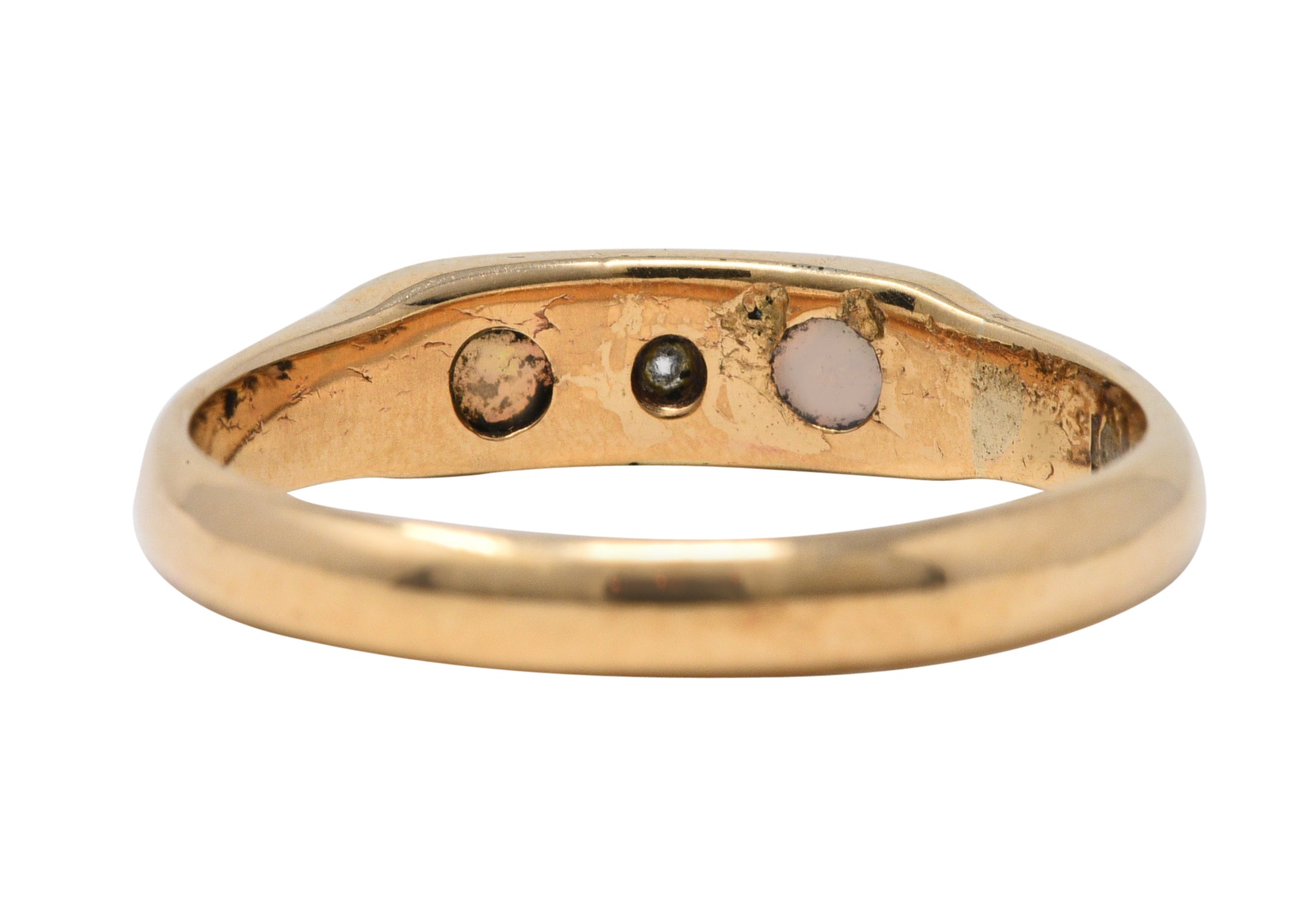 Art Deco Opal Diamond 10 Karat Gold Band RingRing - Wilson's Estate Jewelry