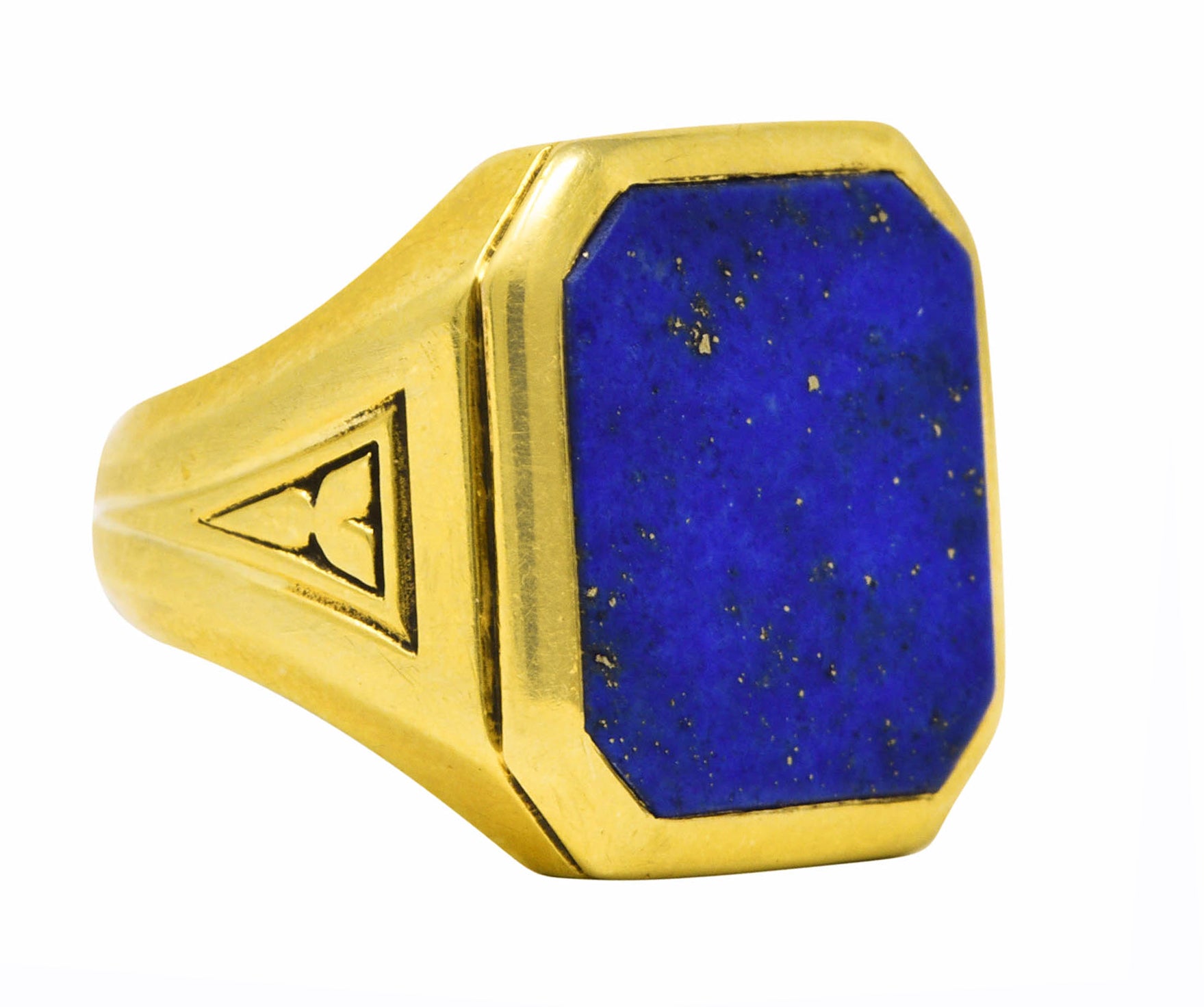Art Deco Lapis Lazuli 14 Karat Yellow Gold Unisex Signet Ring Wilson's Estate Jewelry