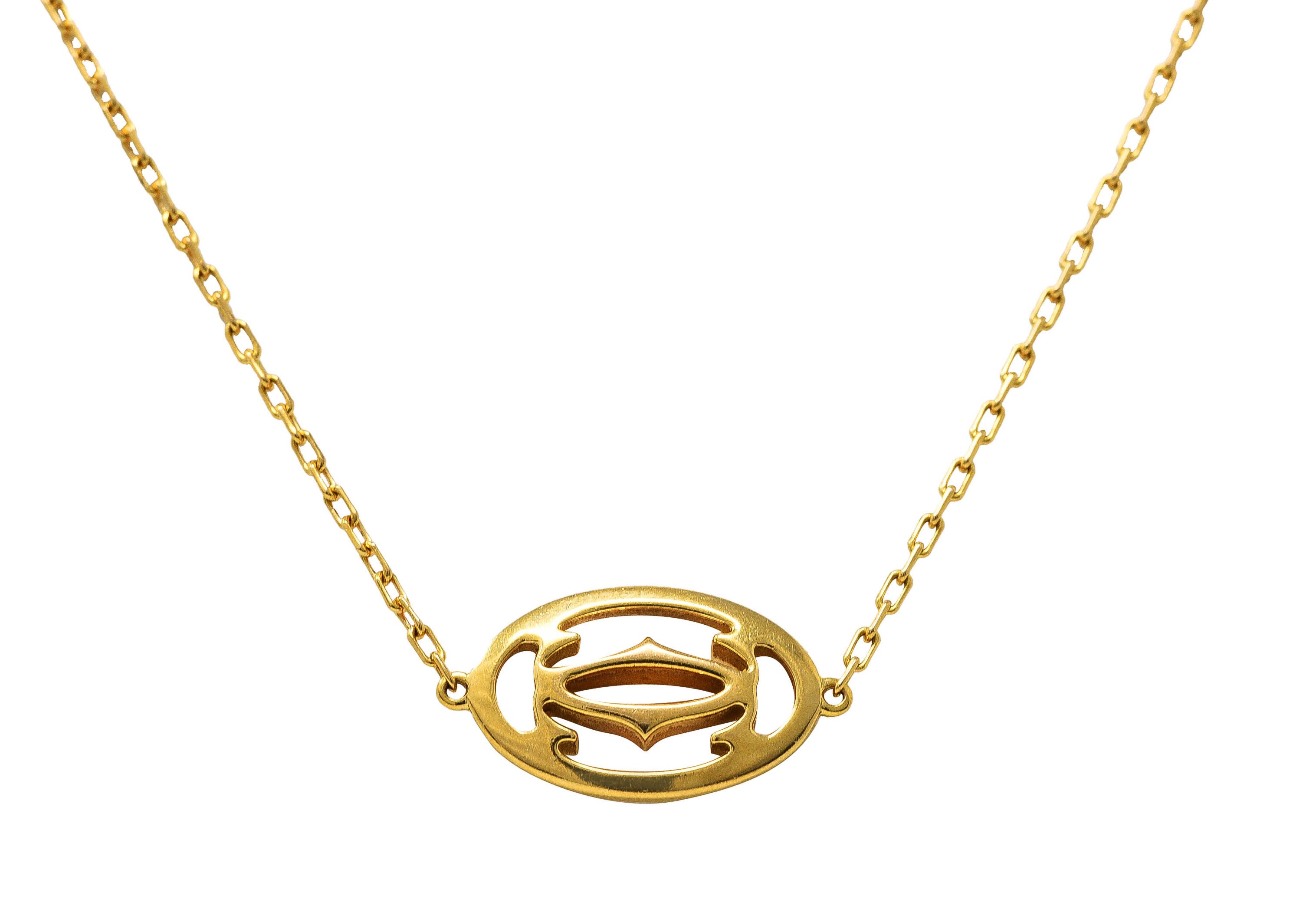 Cartier Diamond 18 Karat Yellow Gold C De Cartier Station Necklace Wilson's Estate Jewelry