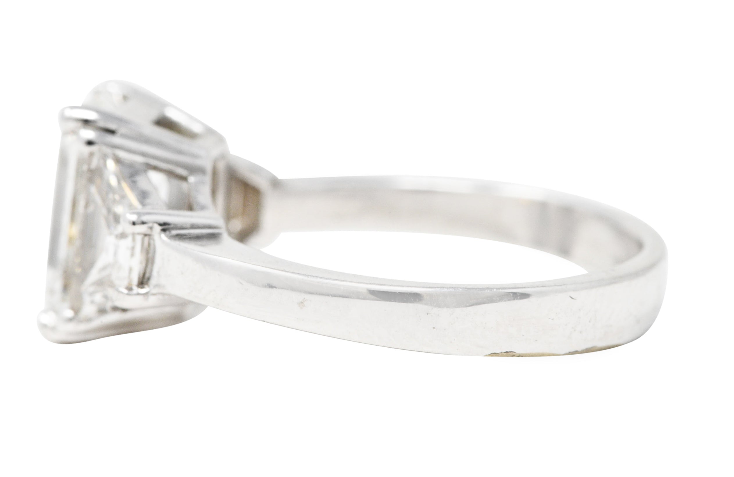 Mid-Century 2.51 CTW Emerald Cut Diamond 14 White Gold Engagement Ring GIA Wilson's Estate Jewelry