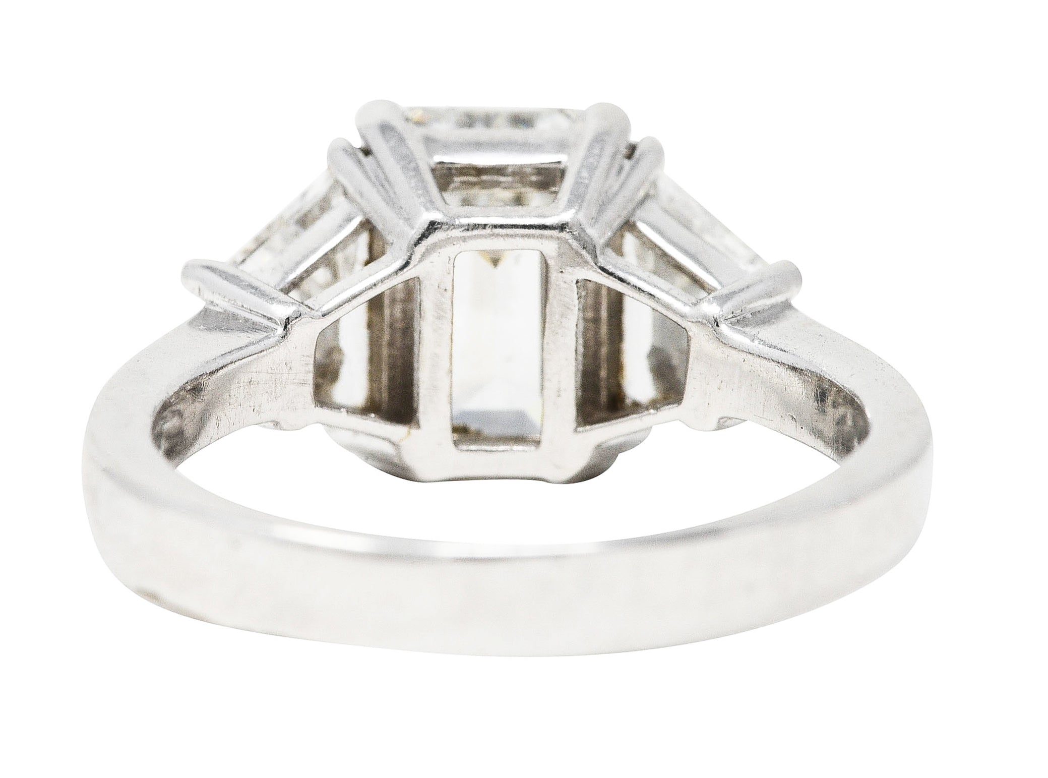 Mid-Century 2.51 CTW Emerald Cut Diamond 14 White Gold Engagement Ring GIA Wilson's Estate Jewelry