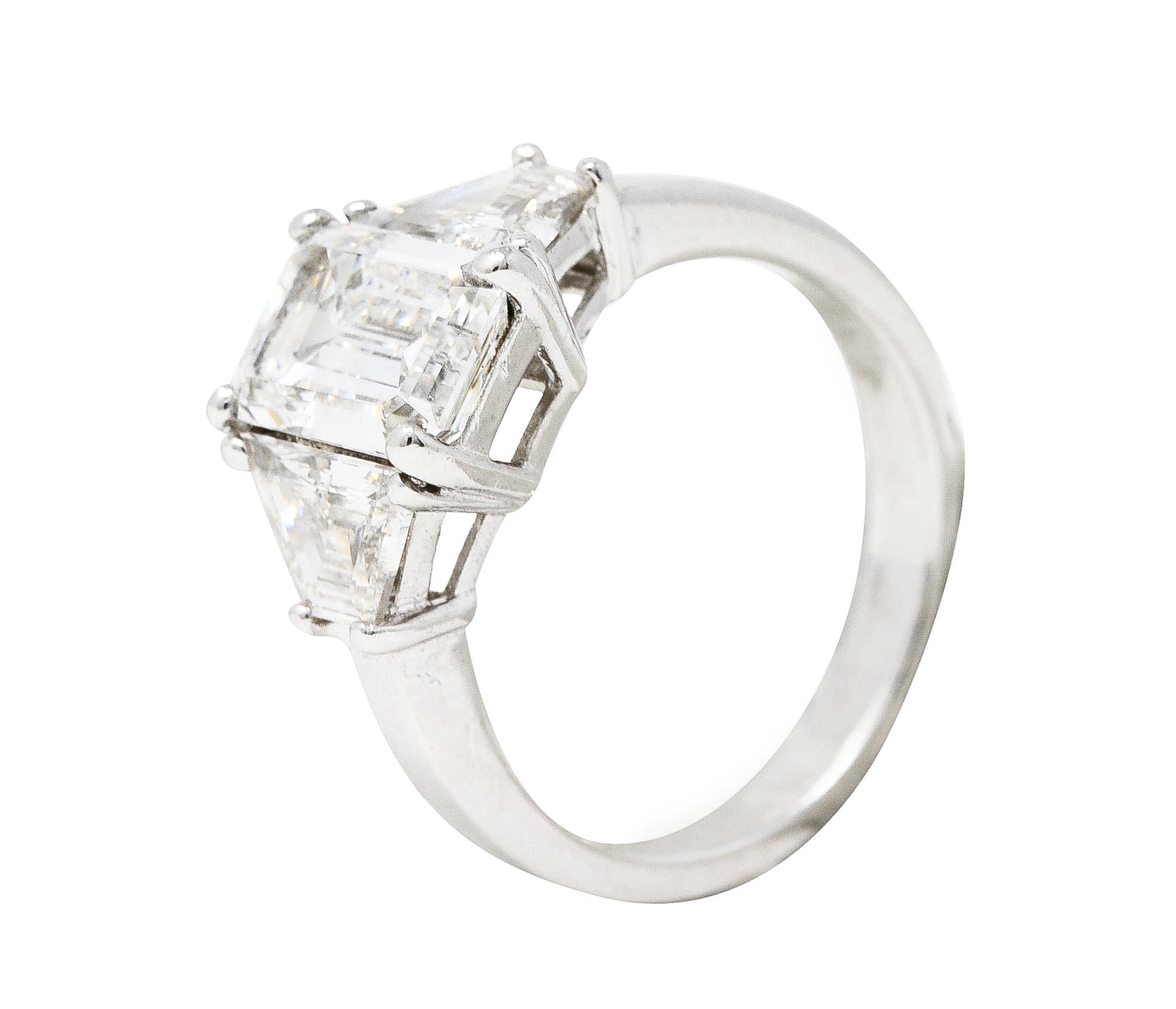 Mid-Century 2.51 CTW Emerald Cut Diamond 14 White Gold Engagement Ring GIA Wilson's Estate Jewelry