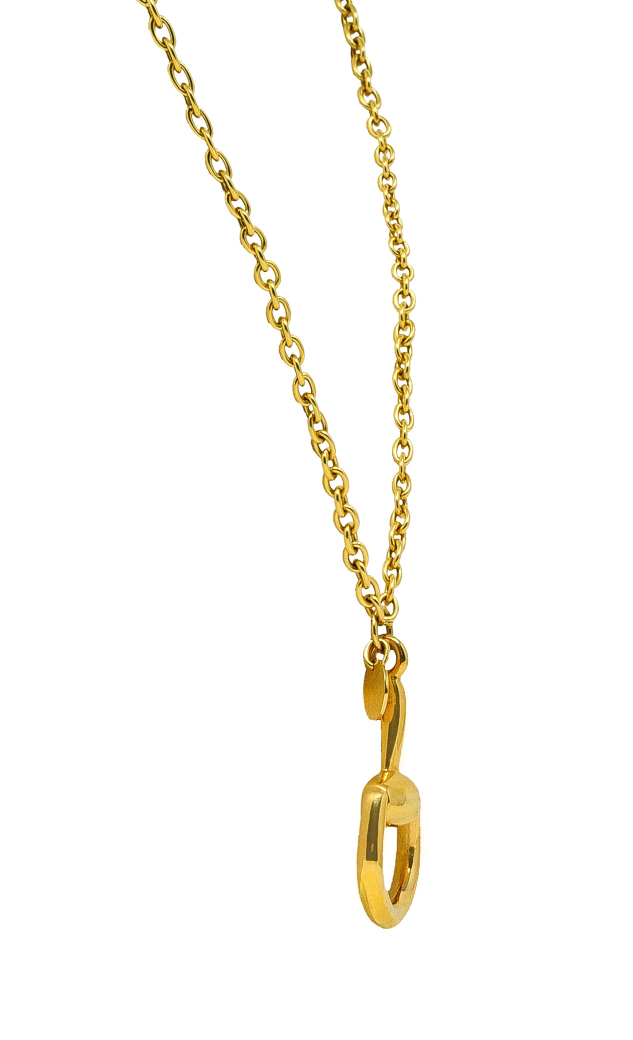 Gucci 18 Karat Yellow Gold Horsebit Pendant Vintage Necklace Wilson's Estate Jewelry