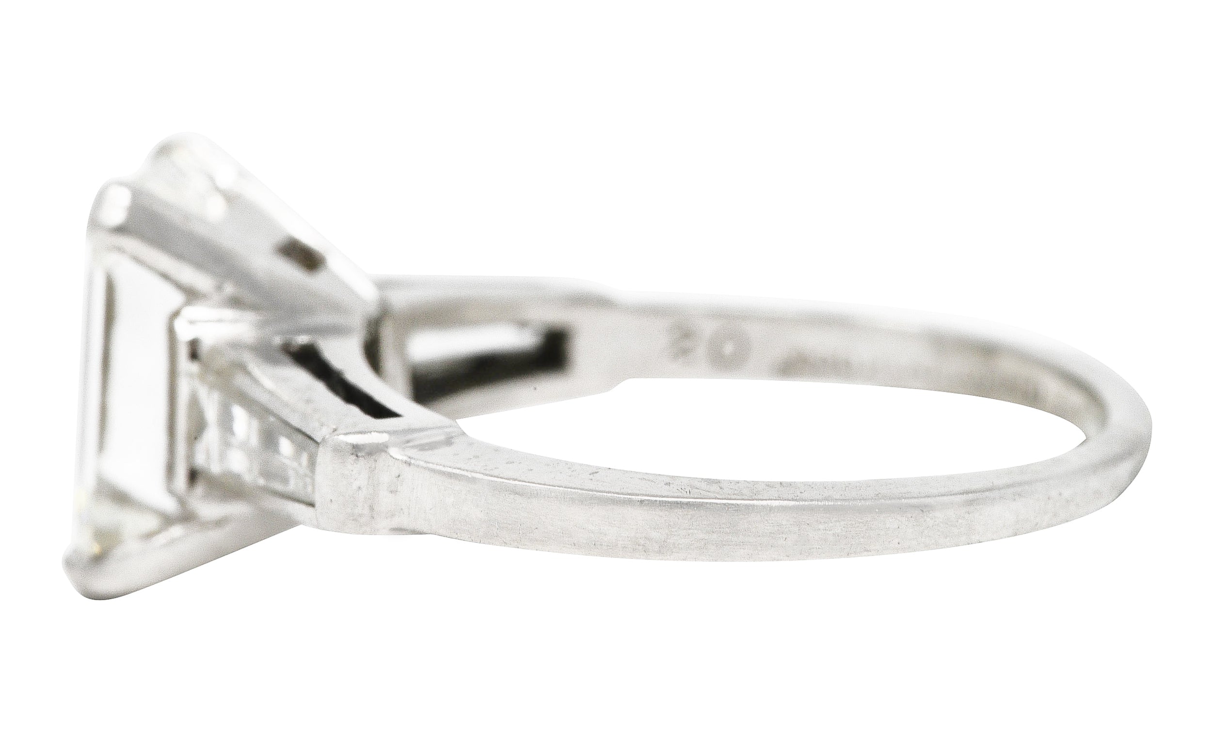 Mid-Century 2.22 CTW Emerald Cut Diamond Platinum Engagement Ring GIA Wilson's Estate Jewelry