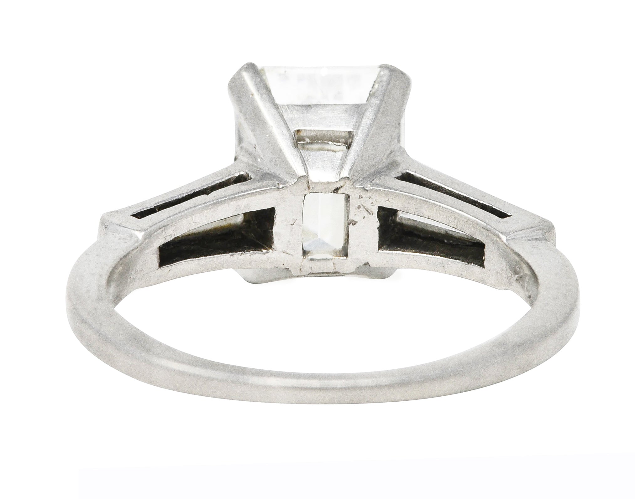 Mid-Century 2.22 CTW Emerald Cut Diamond Platinum Engagement Ring GIA Wilson's Estate Jewelry