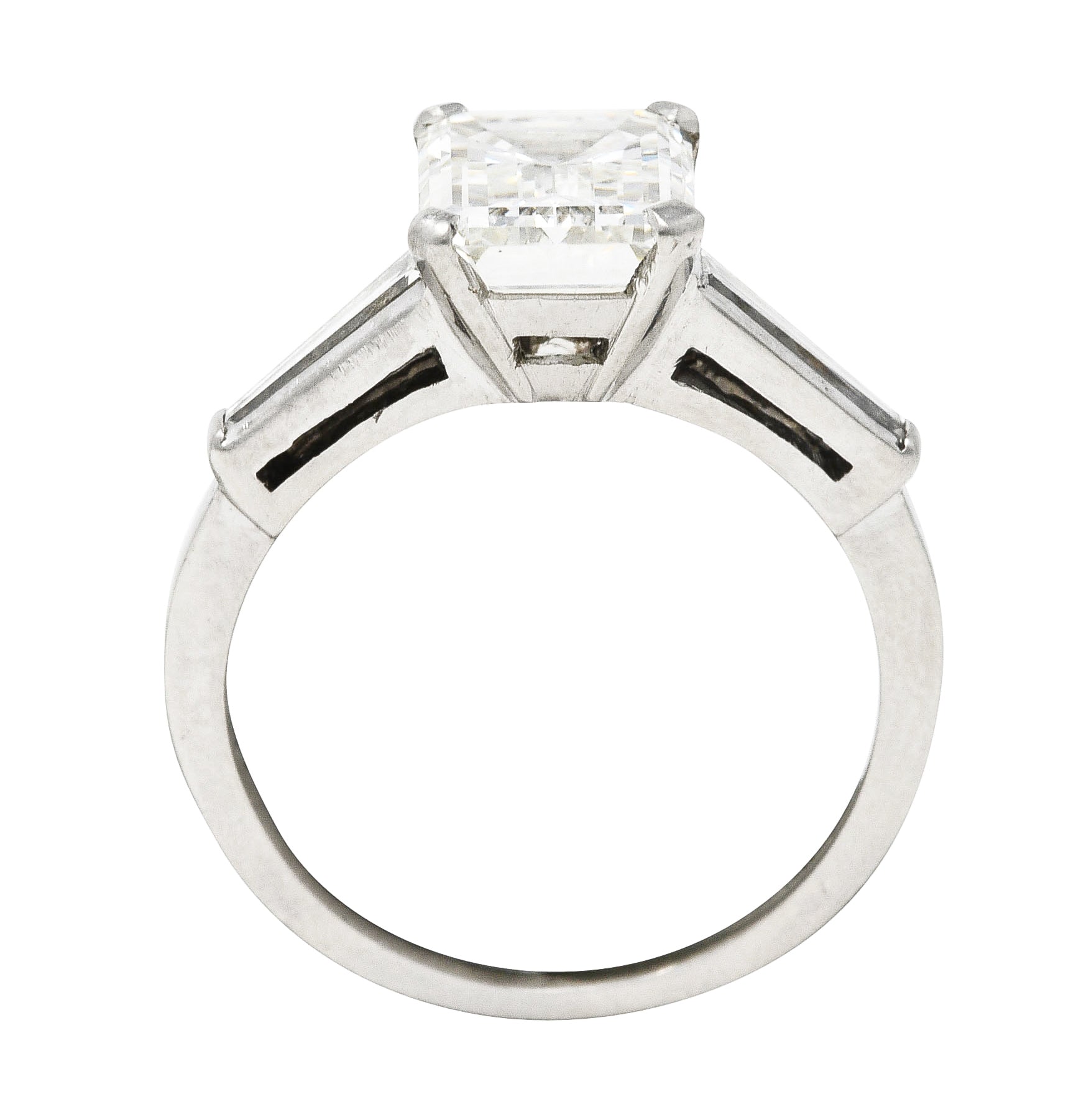 Mid-Century 2.22 CTW Emerald Cut Diamond Platinum Engagement Ring GIA Wilson's Estate Jewelry