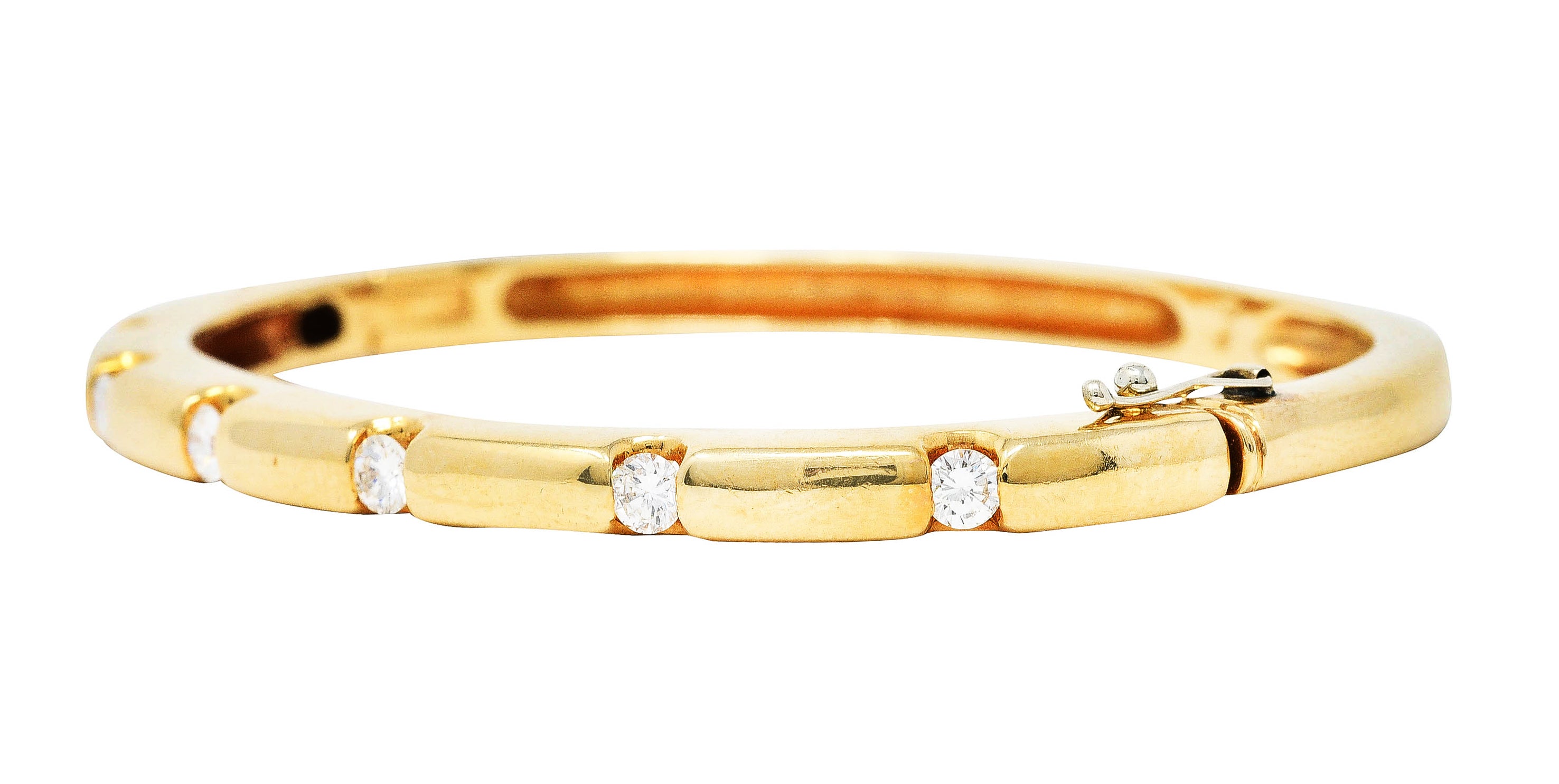 Vintage 0.95 CTW Diamond 14 Karat Gold Bangle Braceletbracelet - Wilson's Estate Jewelry