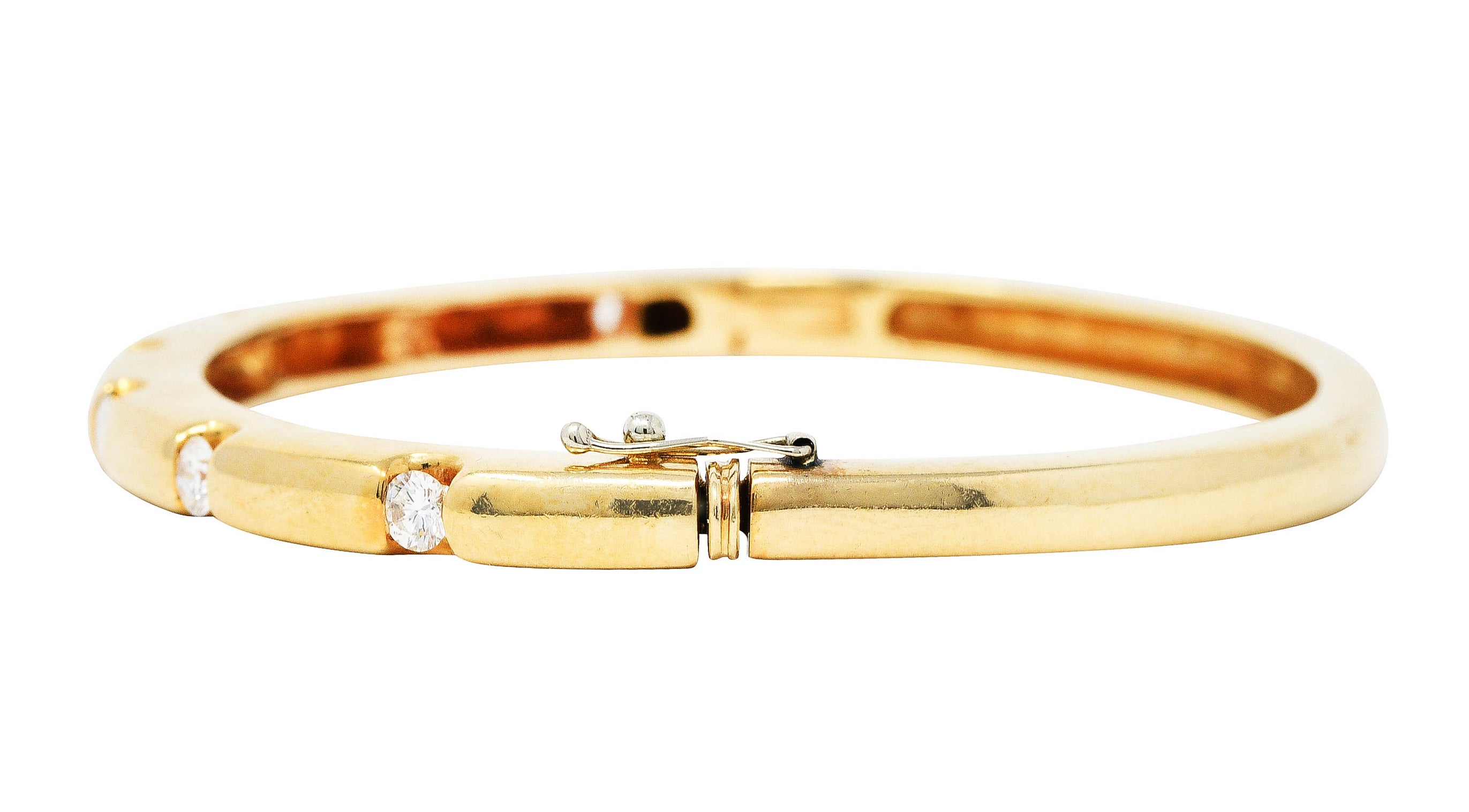 Vintage 0.95 CTW Diamond 14 Karat Gold Bangle Braceletbracelet - Wilson's Estate Jewelry