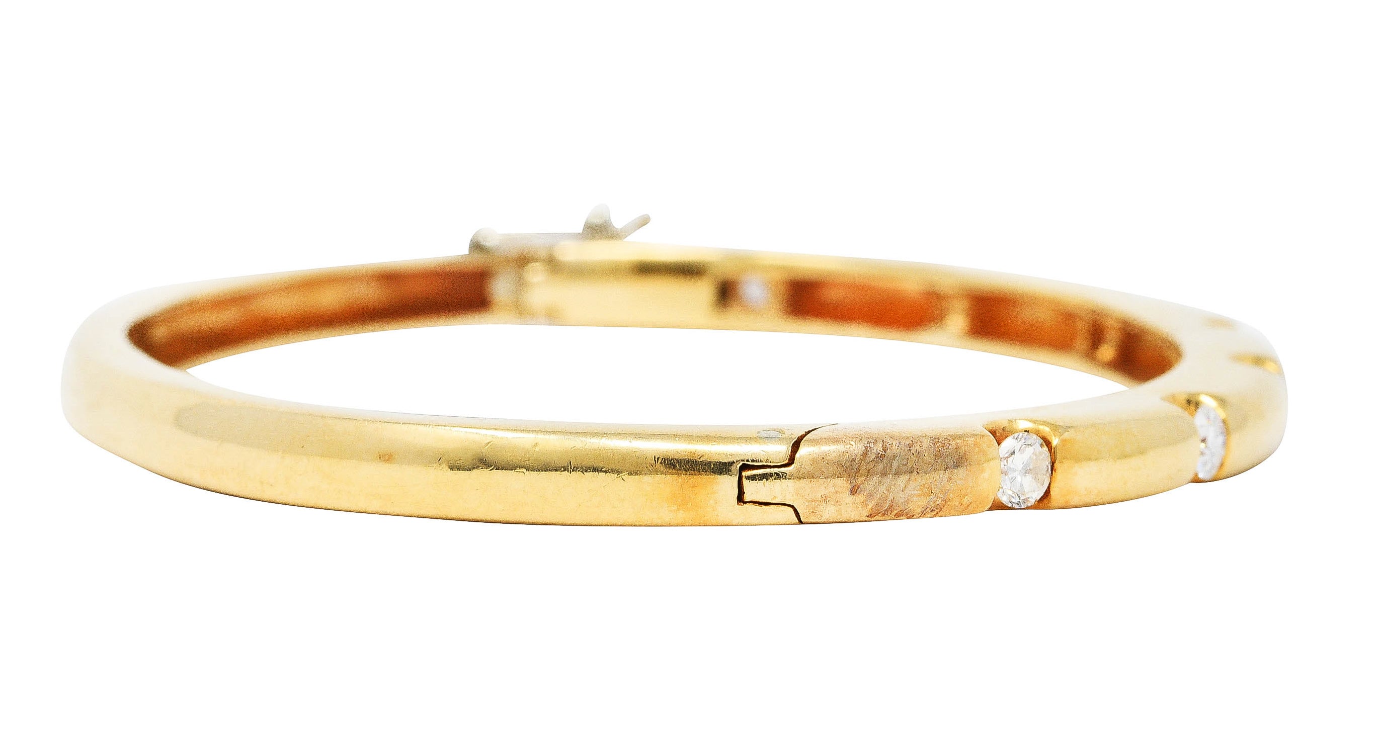 Vintage 0.95 CTW Diamond 14 Karat Gold Bangle Braceletbracelet - Wilson's Estate Jewelry