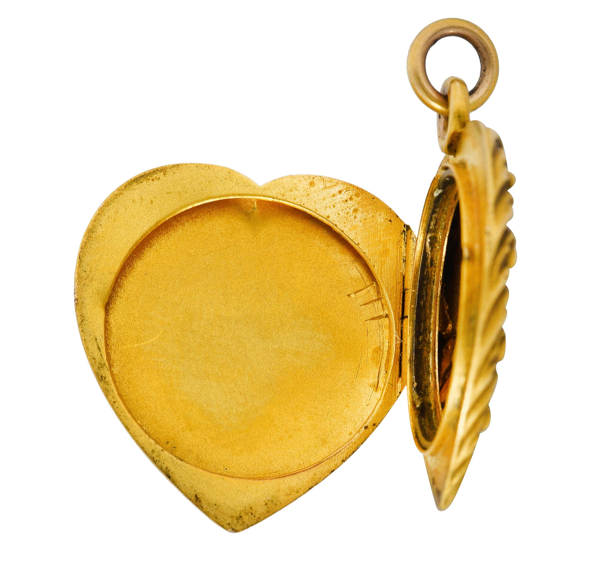 1900 Victorian 14 Karat Gold Heart Locket Pendantcharm - Wilson's Estate Jewelry