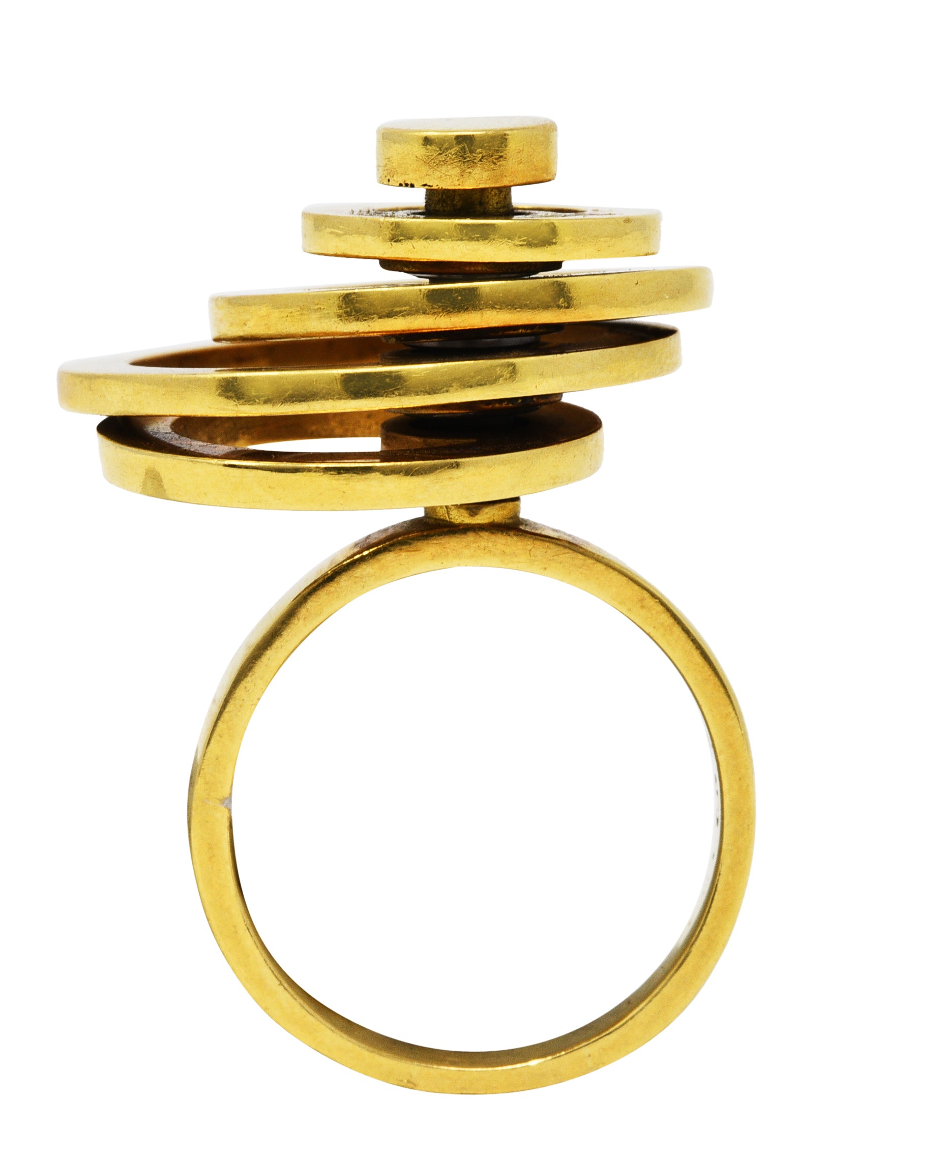 French 1960's Vintage 18 Karat Yellow Gold Fidget Spinner RingRing - Wilson's Estate Jewelry