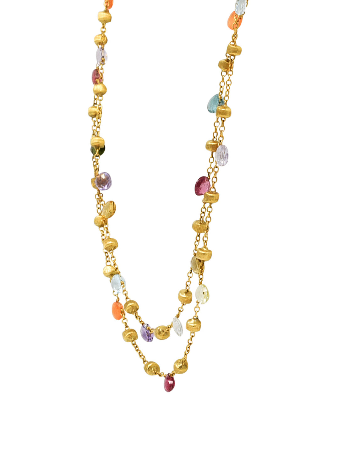 Marco Bicego Multi-Gem Topaz Amethyst 18 Karat Gold Confetti Swagged NecklaceNecklace - Wilson's Estate Jewelry