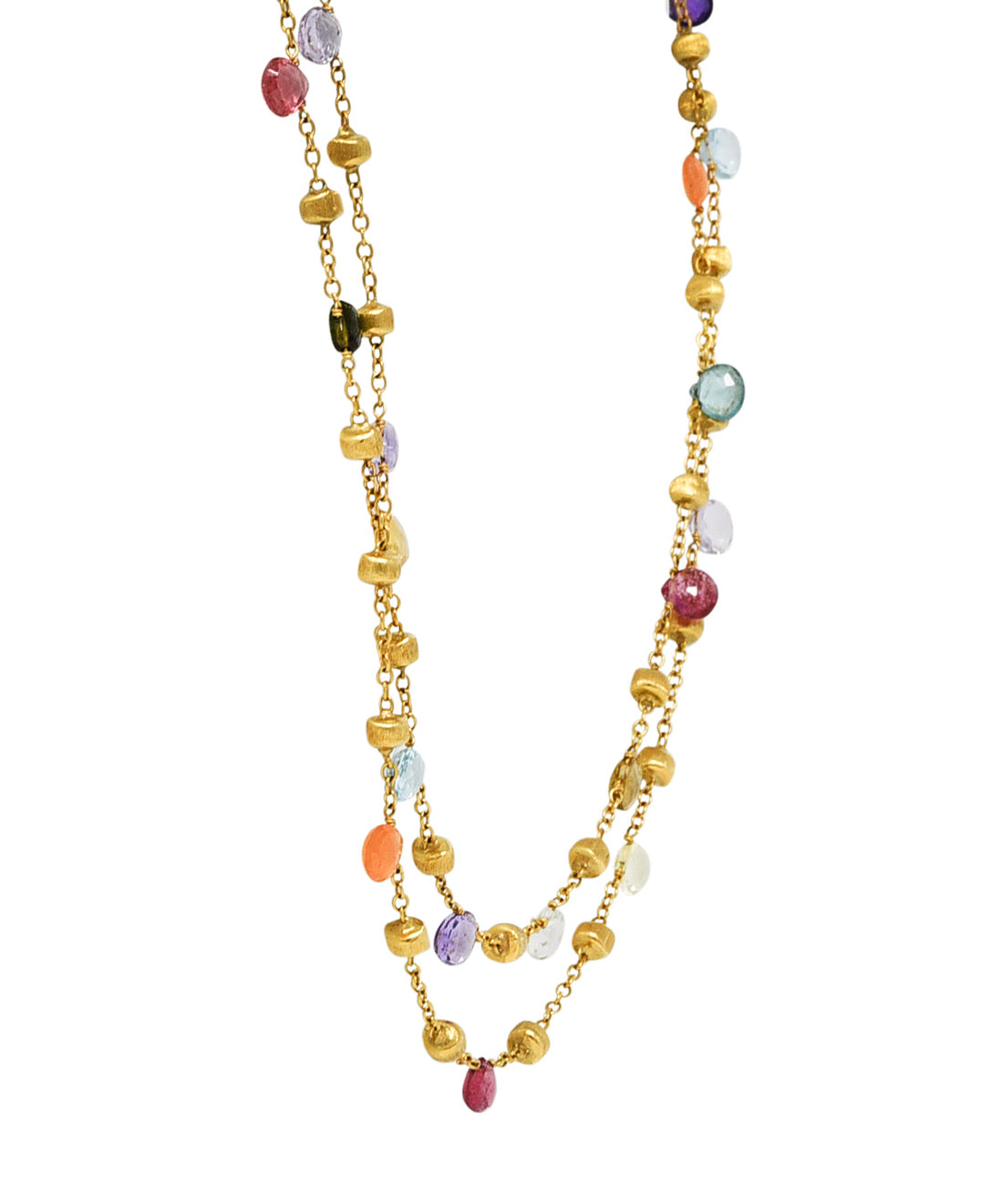 Marco Bicego Multi-Gem Topaz Amethyst 18 Karat Gold Confetti Swagged NecklaceNecklace - Wilson's Estate Jewelry