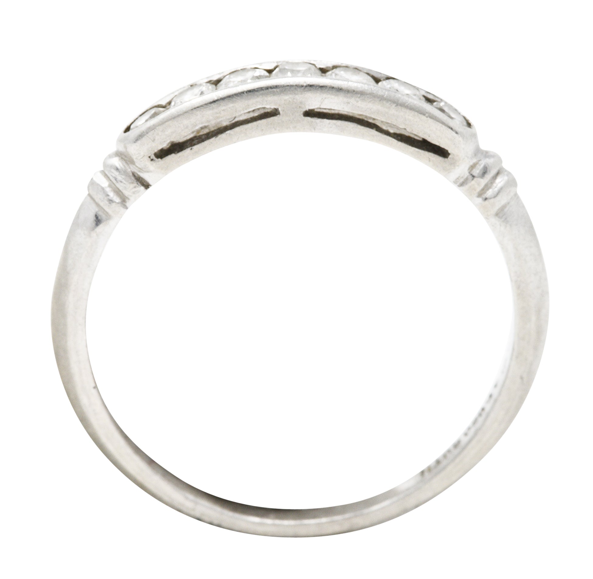 .11111 KO Mid-Century Diamond Platinum Channel Band Ring Wilson's Estate Jewelry