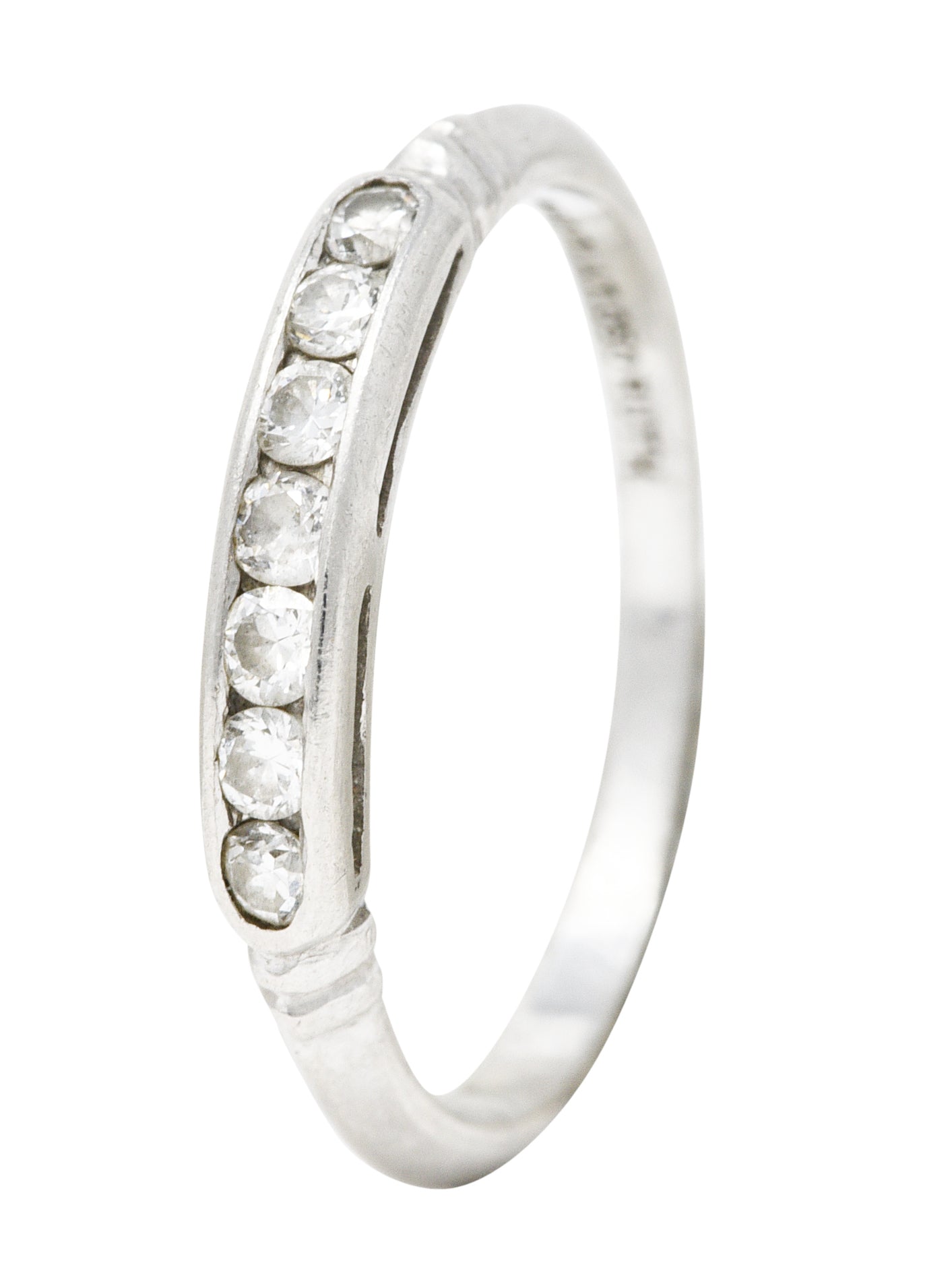 .11111 KO Mid-Century Diamond Platinum Channel Band Ring Wilson's Estate Jewelry