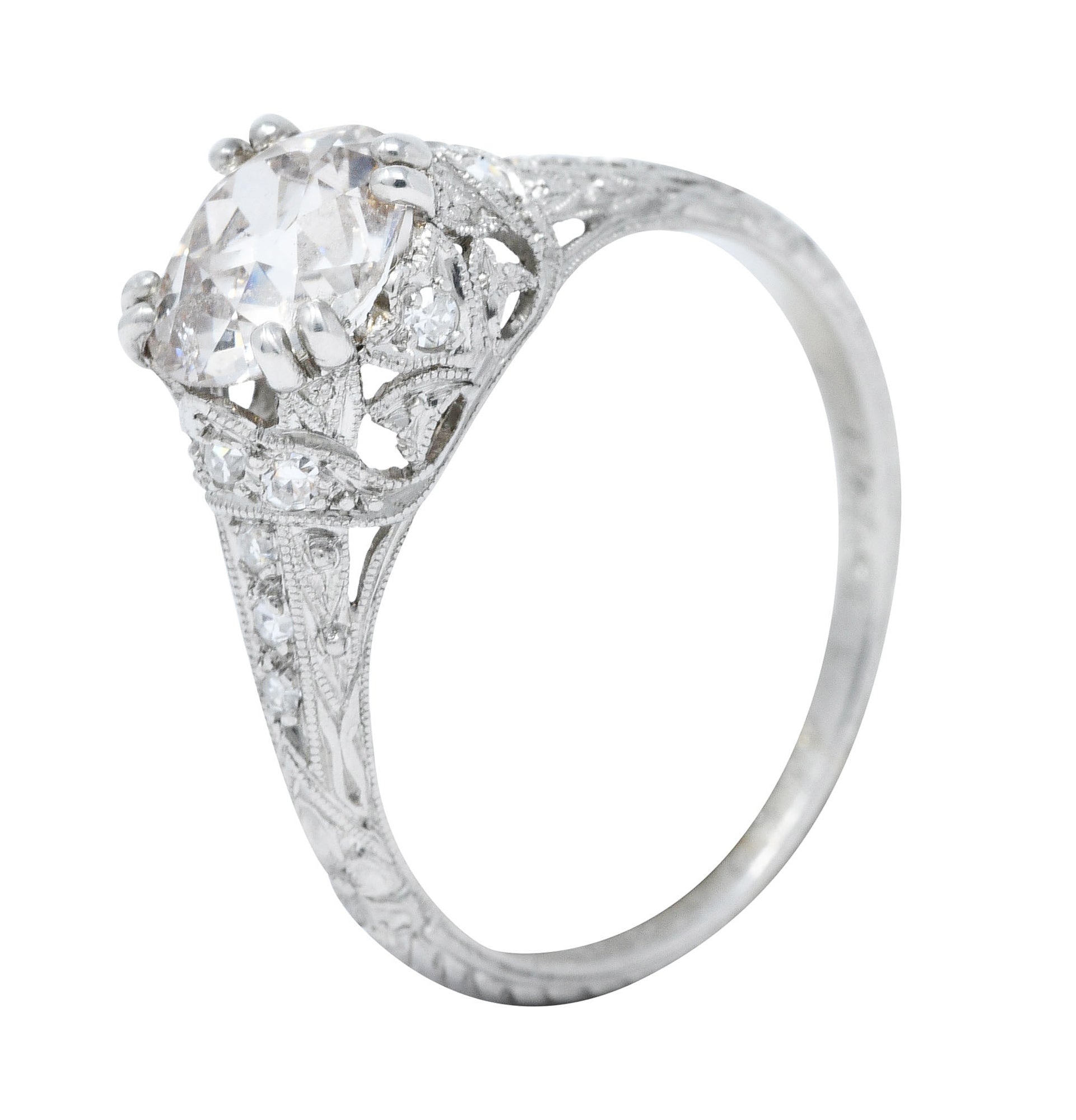 1910 Edwardian Byard F. Brogan 1.25 CTW Diamond Platinum Engagement RingRing - Wilson's Estate Jewelry