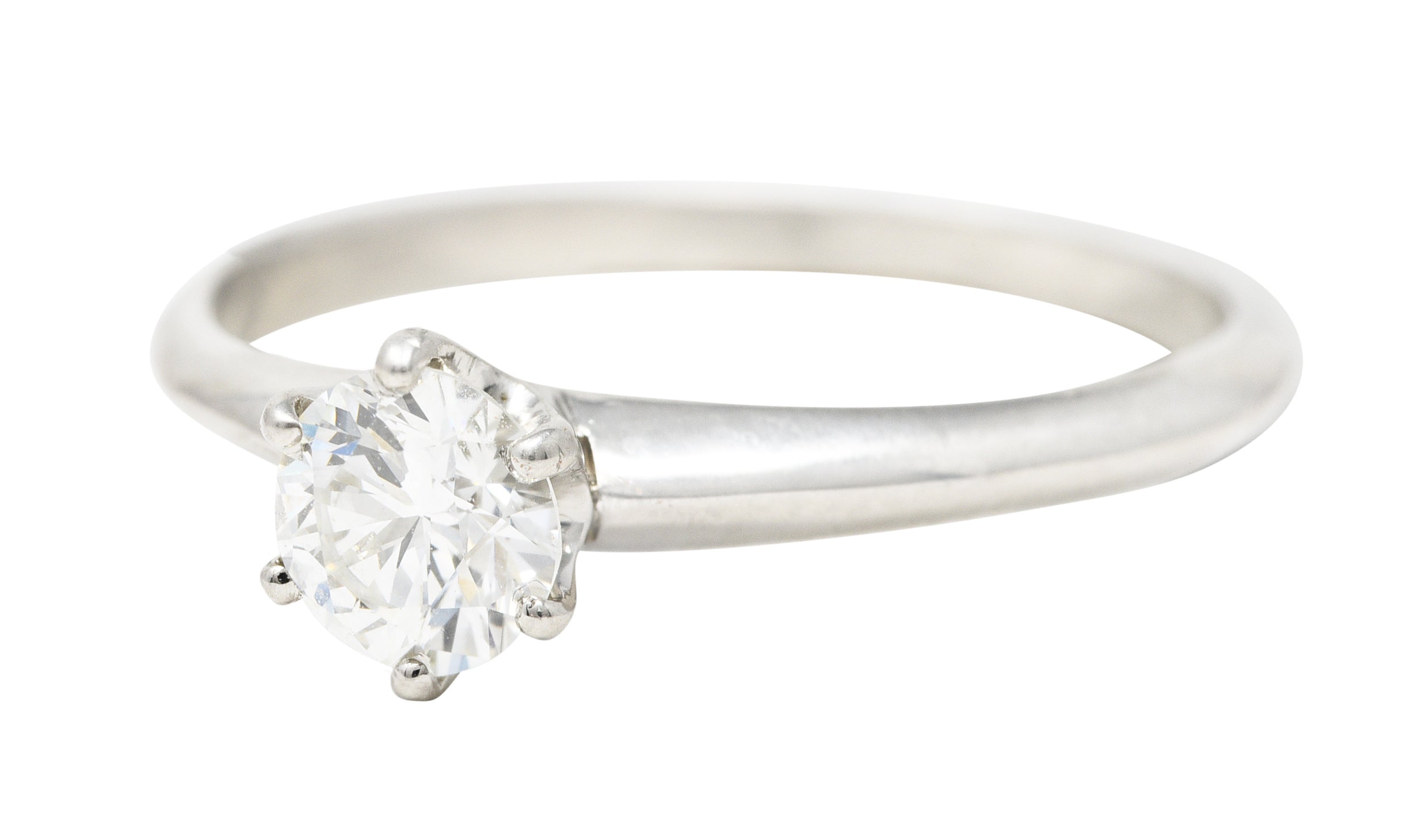 Tiffany & Co. Art Deco 0.51 CTW Old European Cut Diamond Platinum Solitaire Knife Engagement Ring Wilson's Estate Jewelry